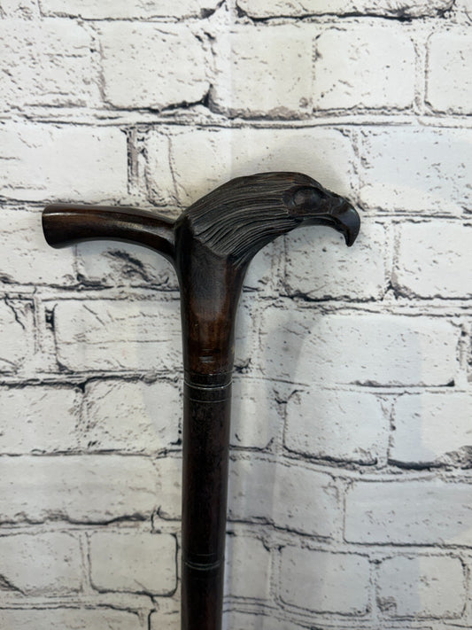 Eagle Bird Head 90cm Tribal African Walking Stick Cane Hand Carved Dark Wood0