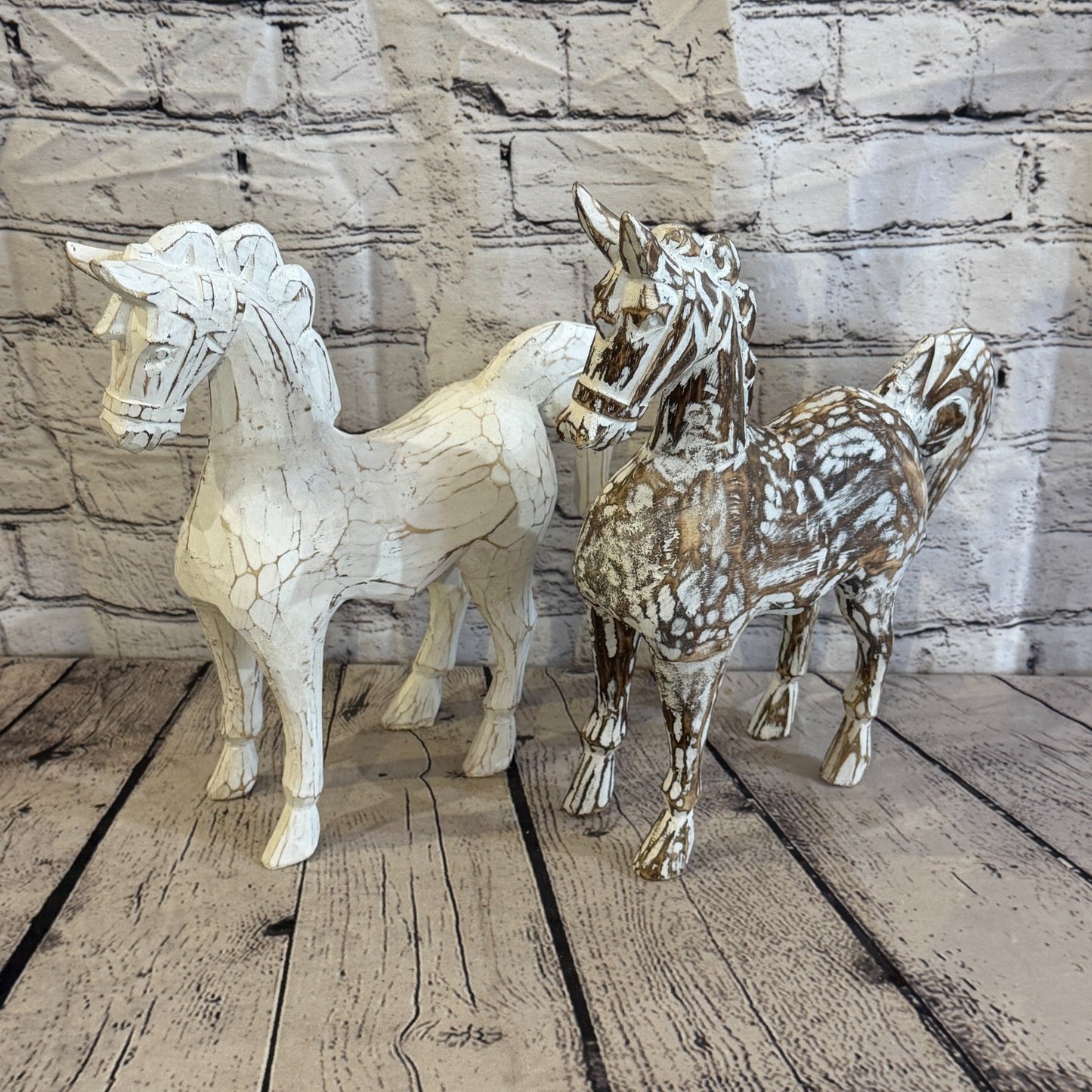 35cm x 35cm White Horse Large Wood Hand Carved Wooden Statue Figurine Decor9