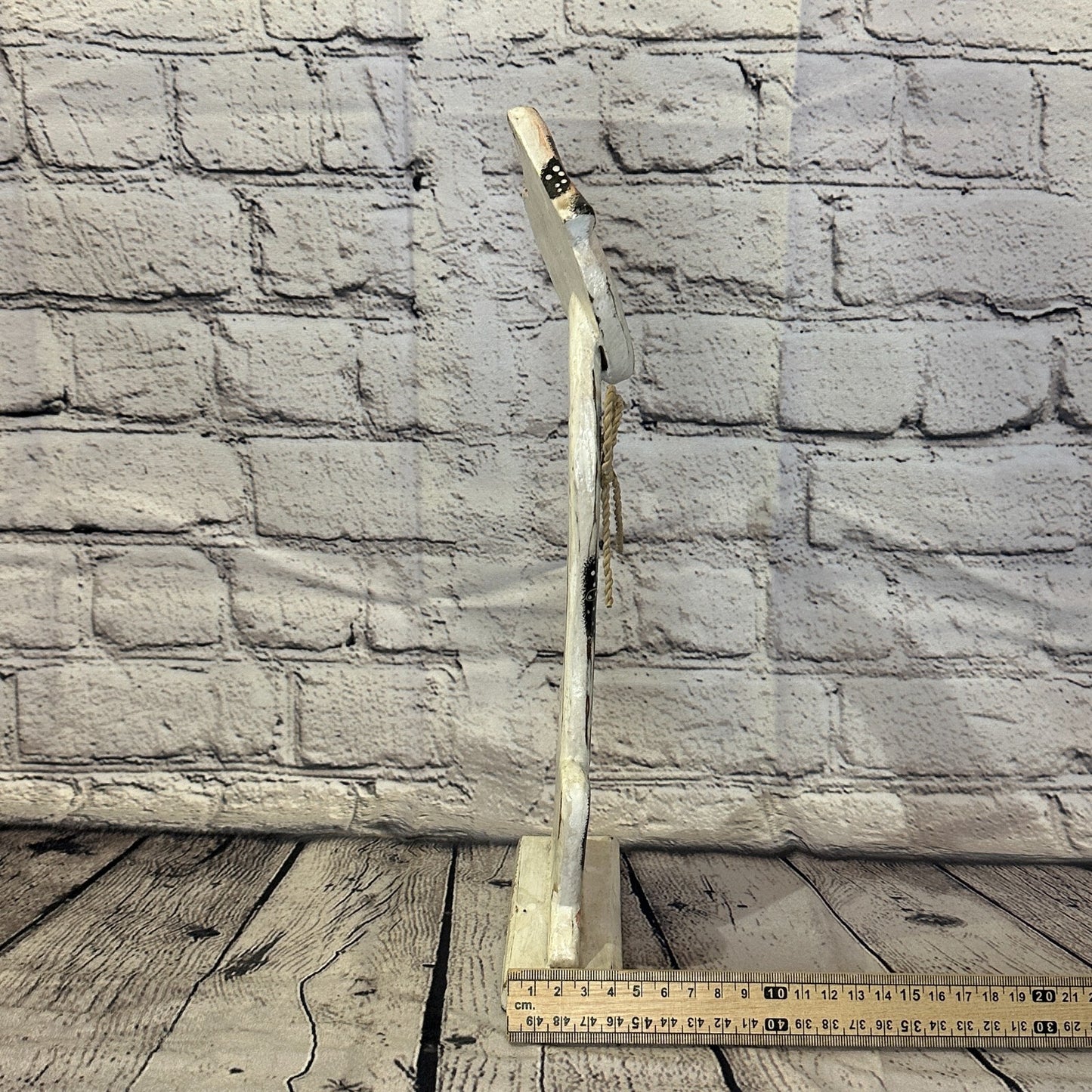 White Wooden Dog Shabby Pattern 35cm x 10cm Handmade and Fairtrade7