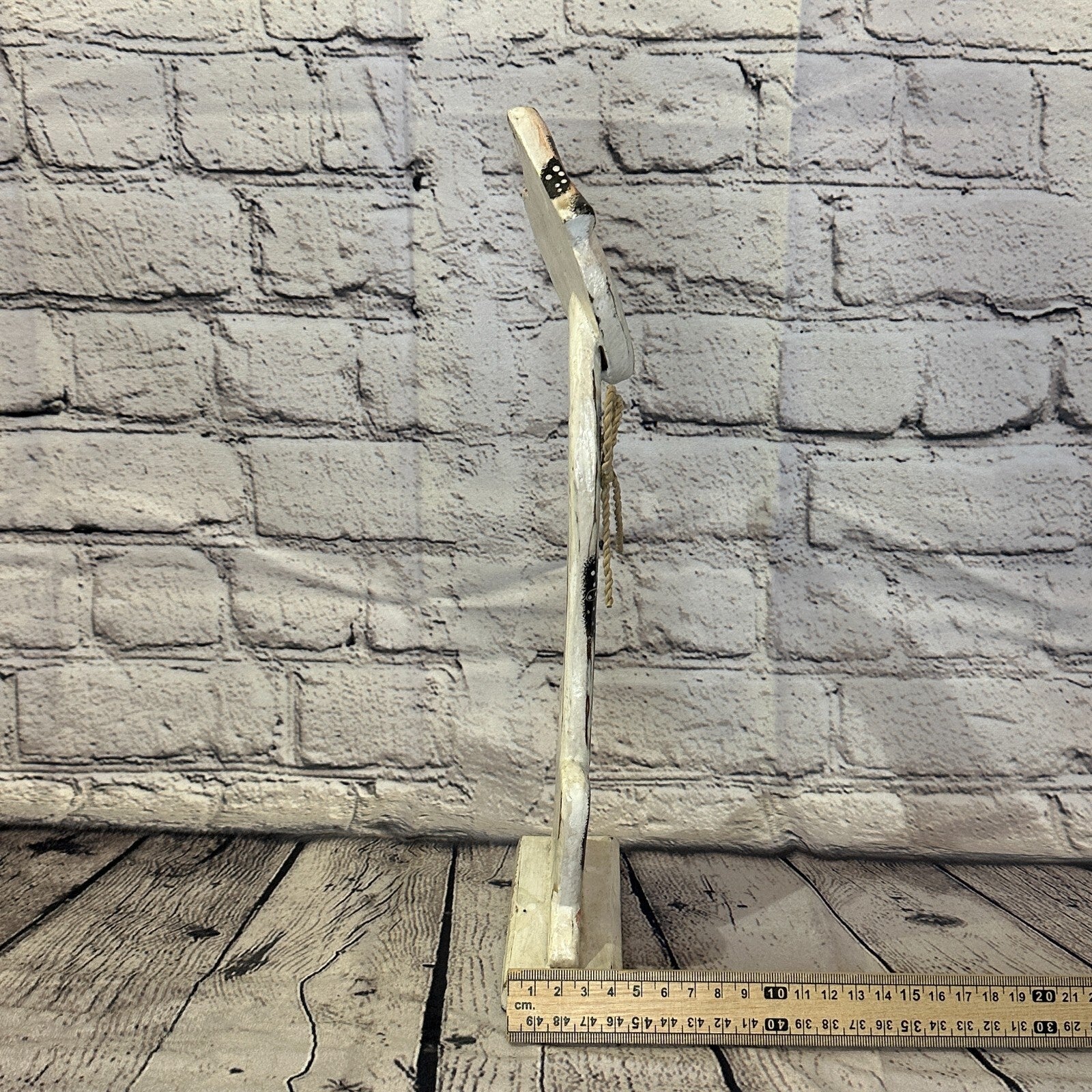 White Wooden Dog Shabby Pattern 35cm x 10cm Handmade and Fairtrade7