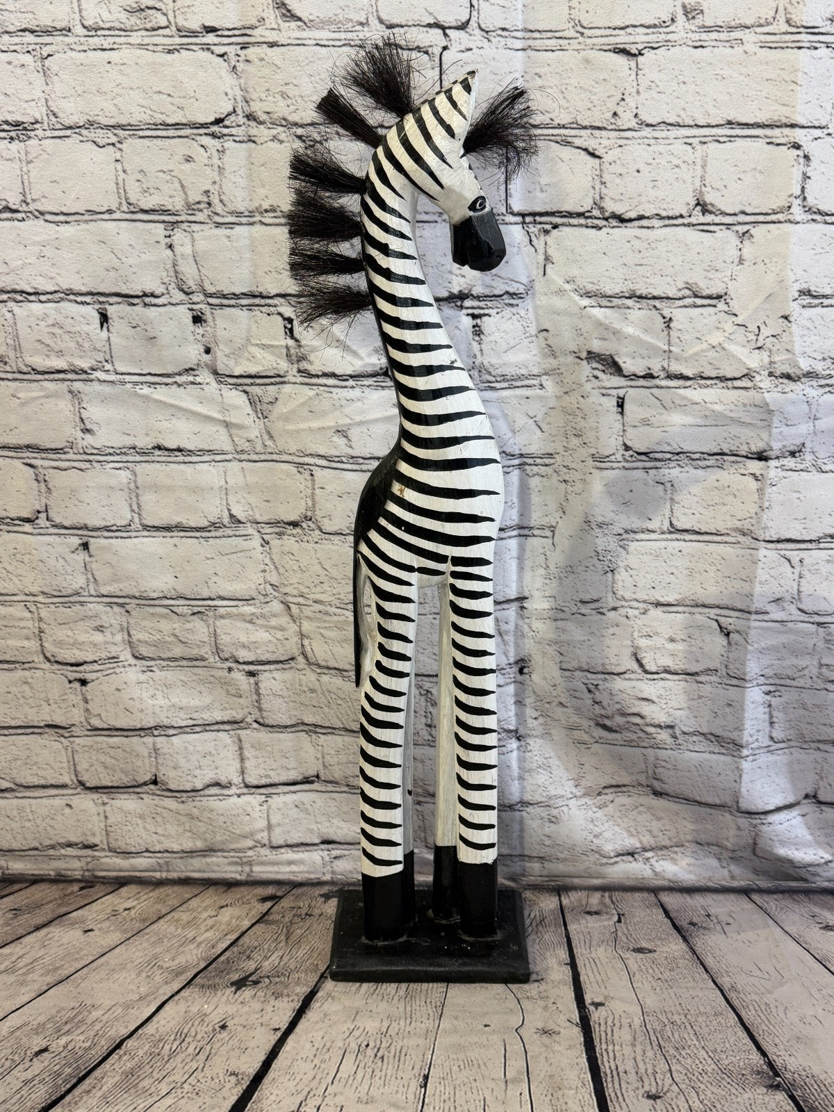 60cm Painted Wooden Zebra Standing Single Carved Solid Wood Zebra Handmade2