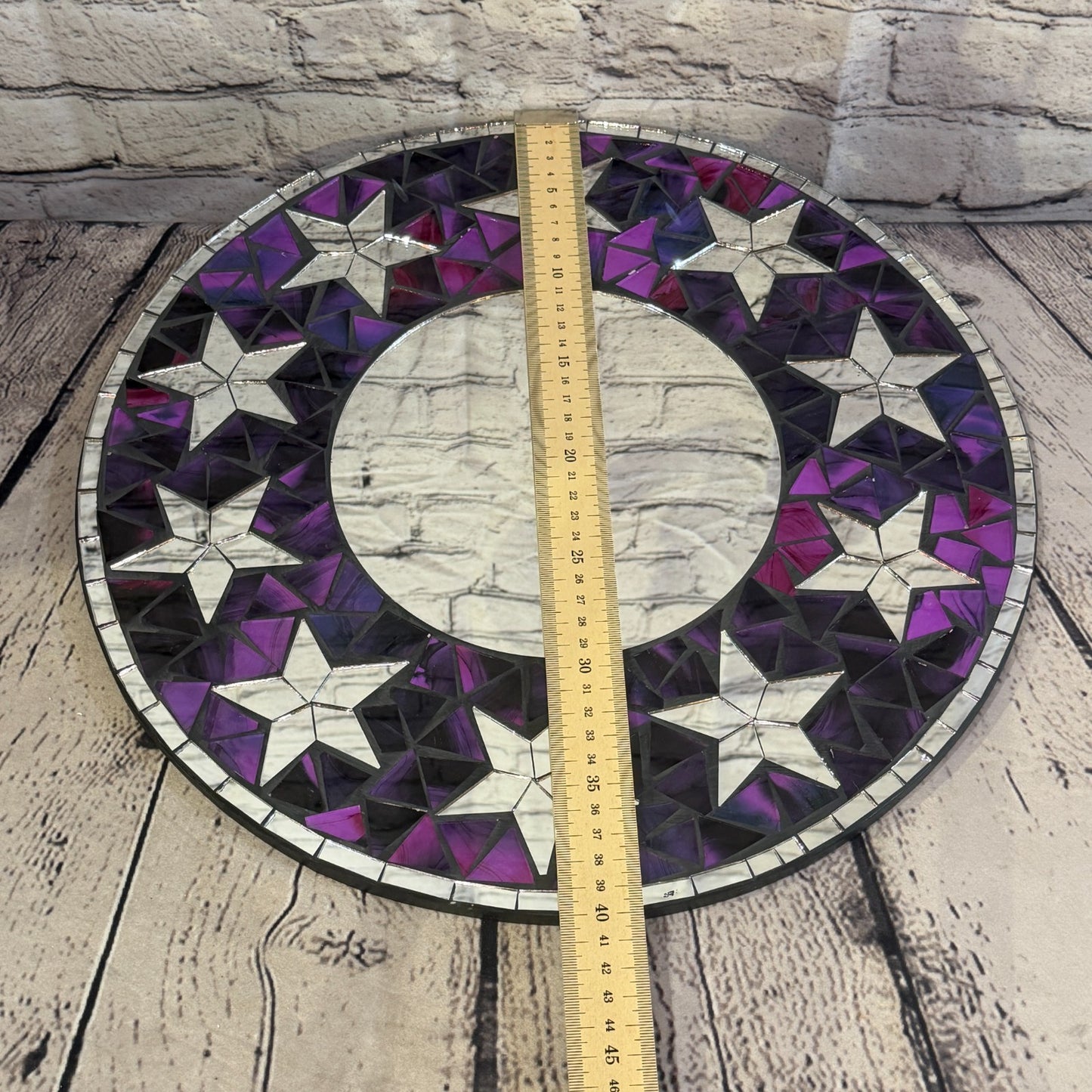 Purple Star Black Mosaic Tile Wall Mirror 40cm x 40cm 16 Inches Handmade4