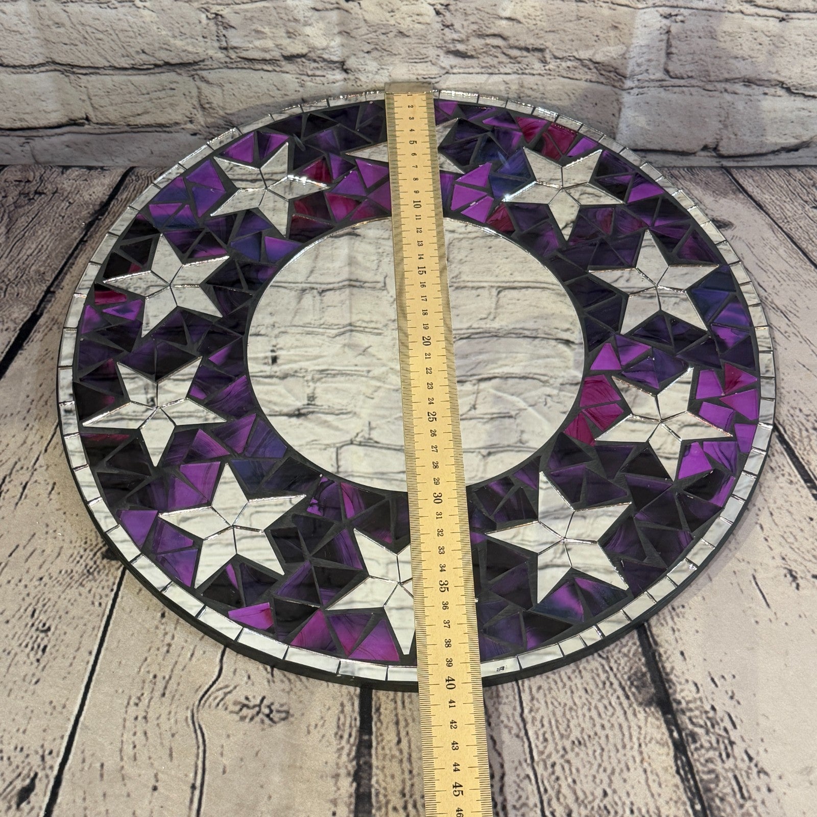 Purple Star Black Mosaic Tile Wall Mirror 40cm x 40cm 16 Inches Handmade4