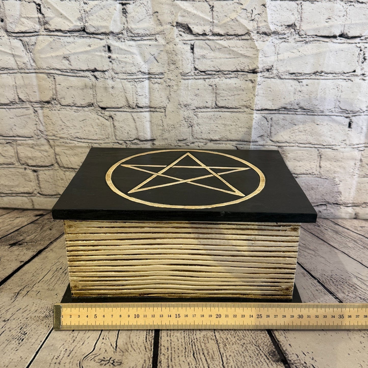 30cm x 24cm x 15cm Book Wood Gothic Pentagram Skull Coffin Jewellery Trinket Box8