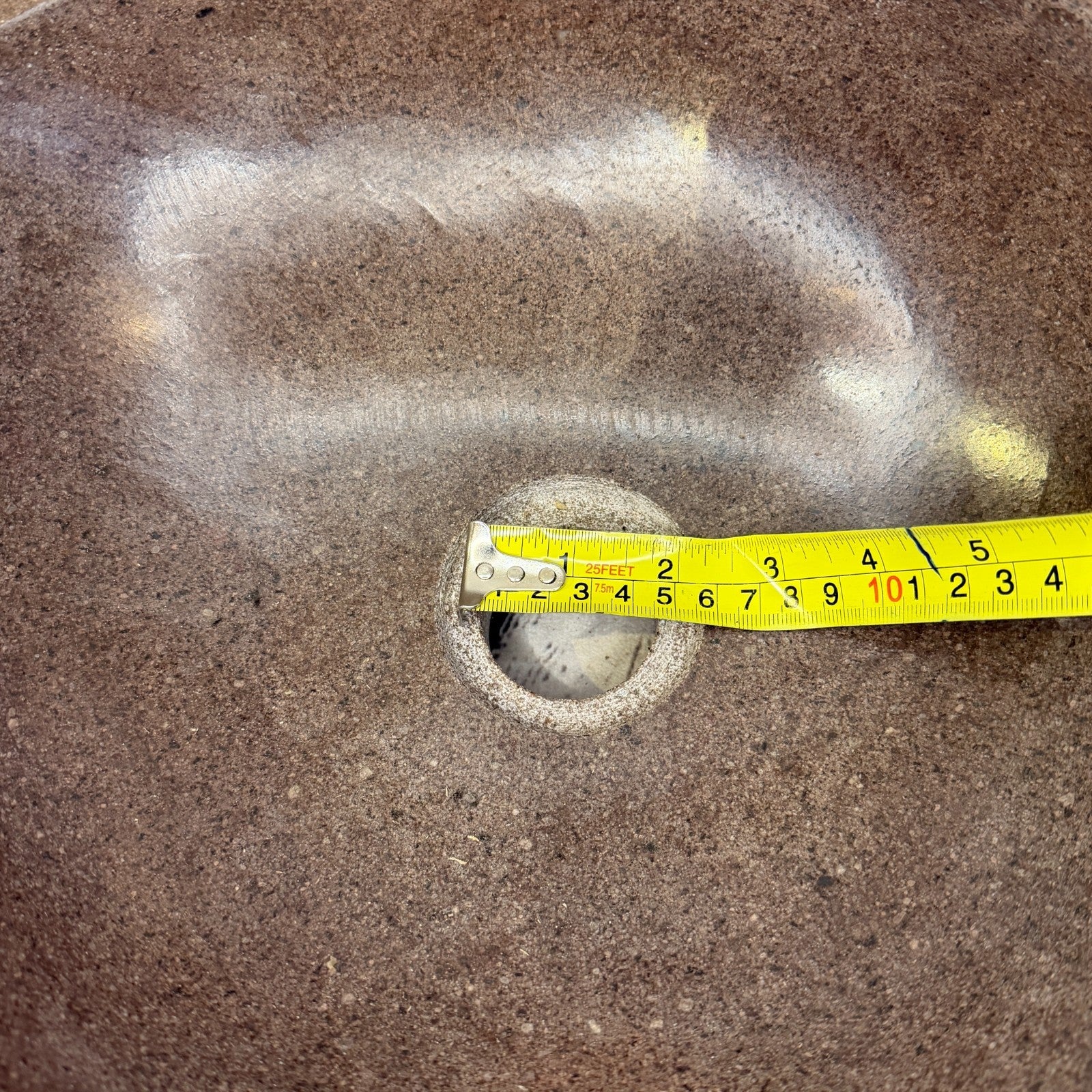 33cm x 29cm Wash Basin Bathroom Counter Top Washing River Stone Bowl Sink No 2210