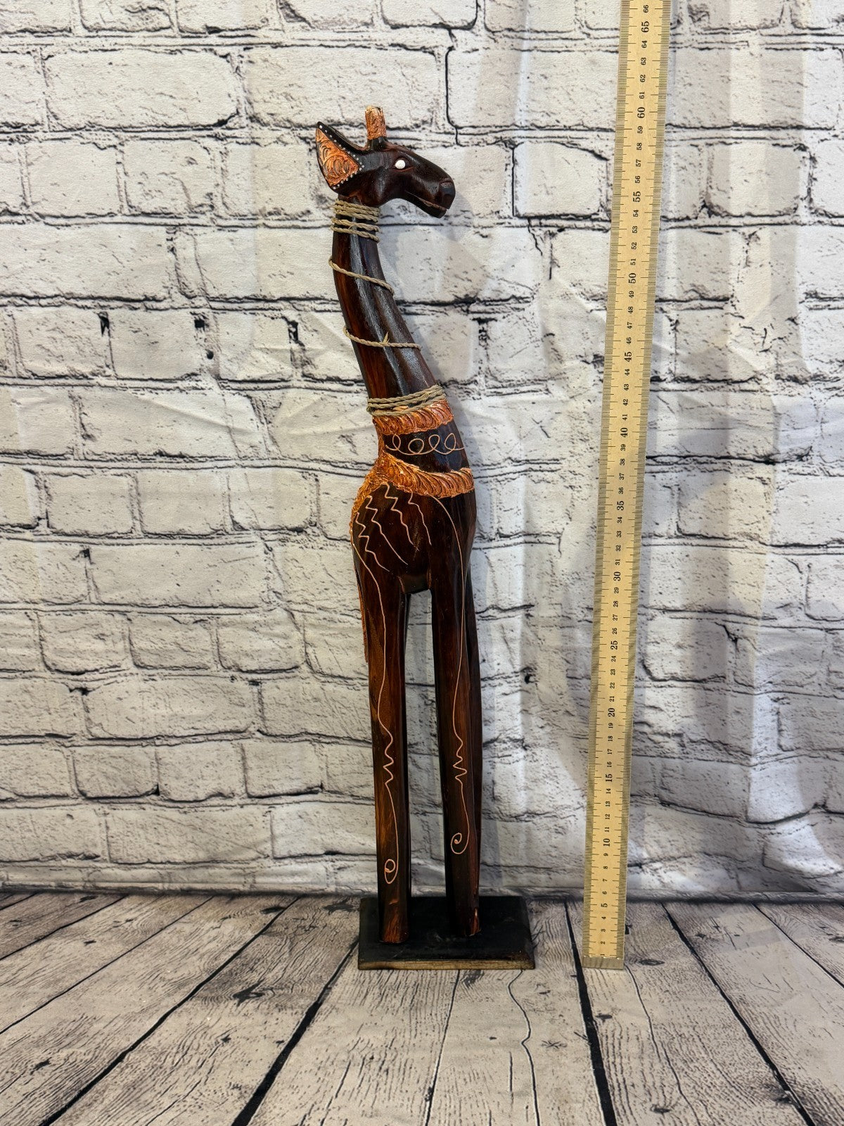 60cm Brown Wooden Giraffe Standing Single Carved Solid Wood Giraffe Handmade5