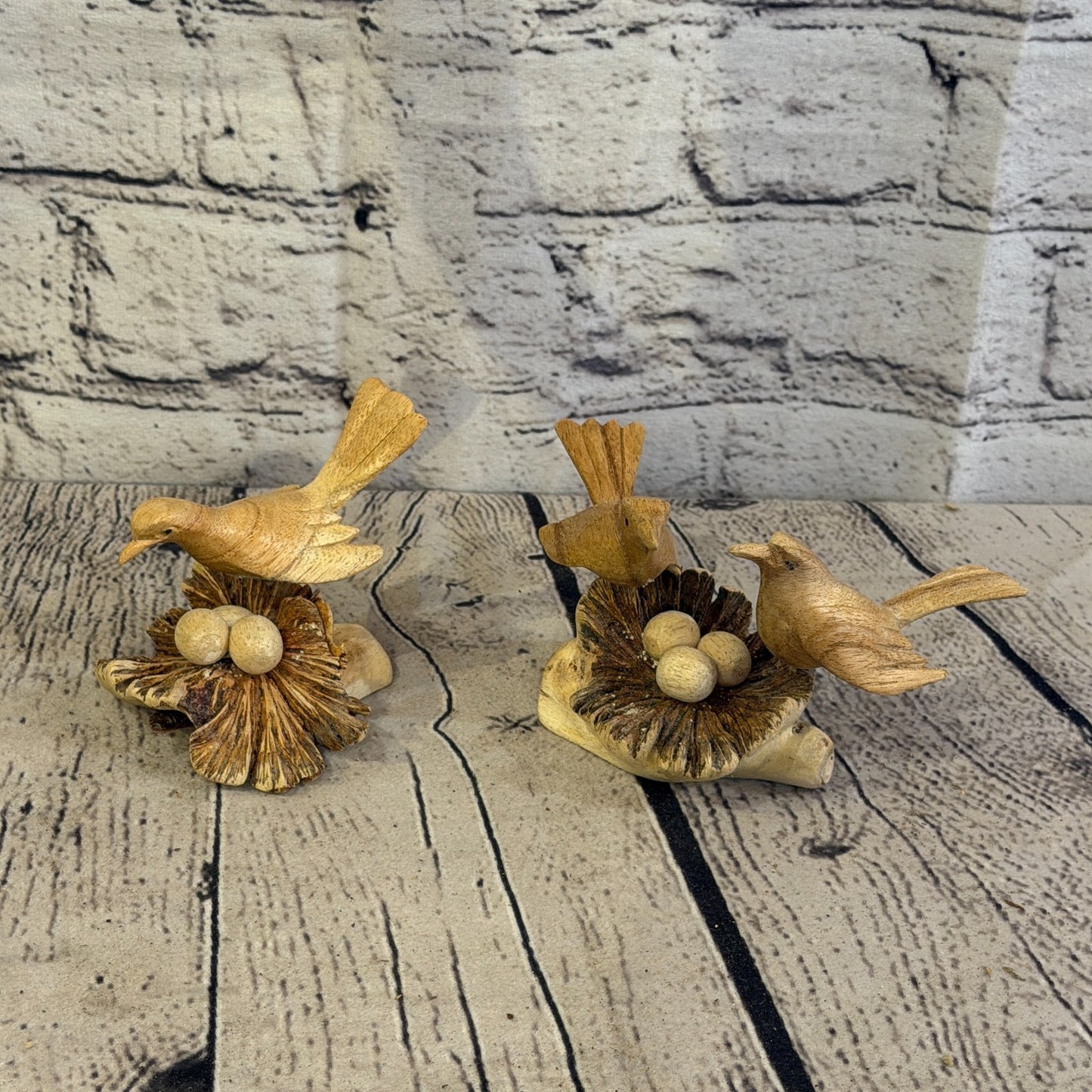 10cm Single Bird Mushroom Parasite Ornament Natural Carving Fair trade Wooden8