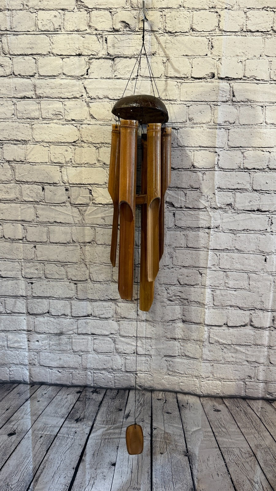 Coconut Bamboo Windchime Plain 50cm Garden Gift Summer Handmade Chimes2