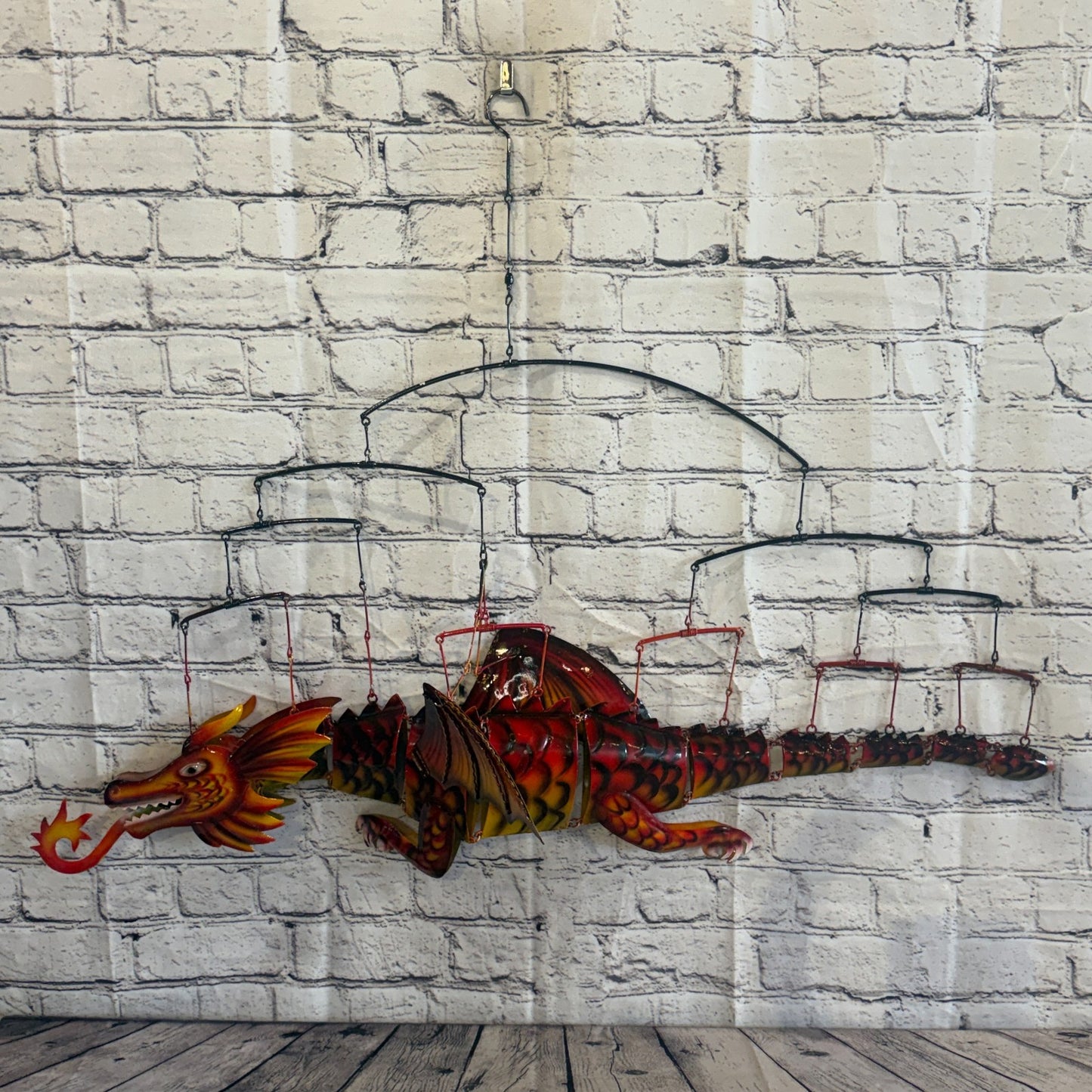100cm x 50cm Red Metal Dragon Wall Art Dragon Sculpture Metal Wall Hanging Art0