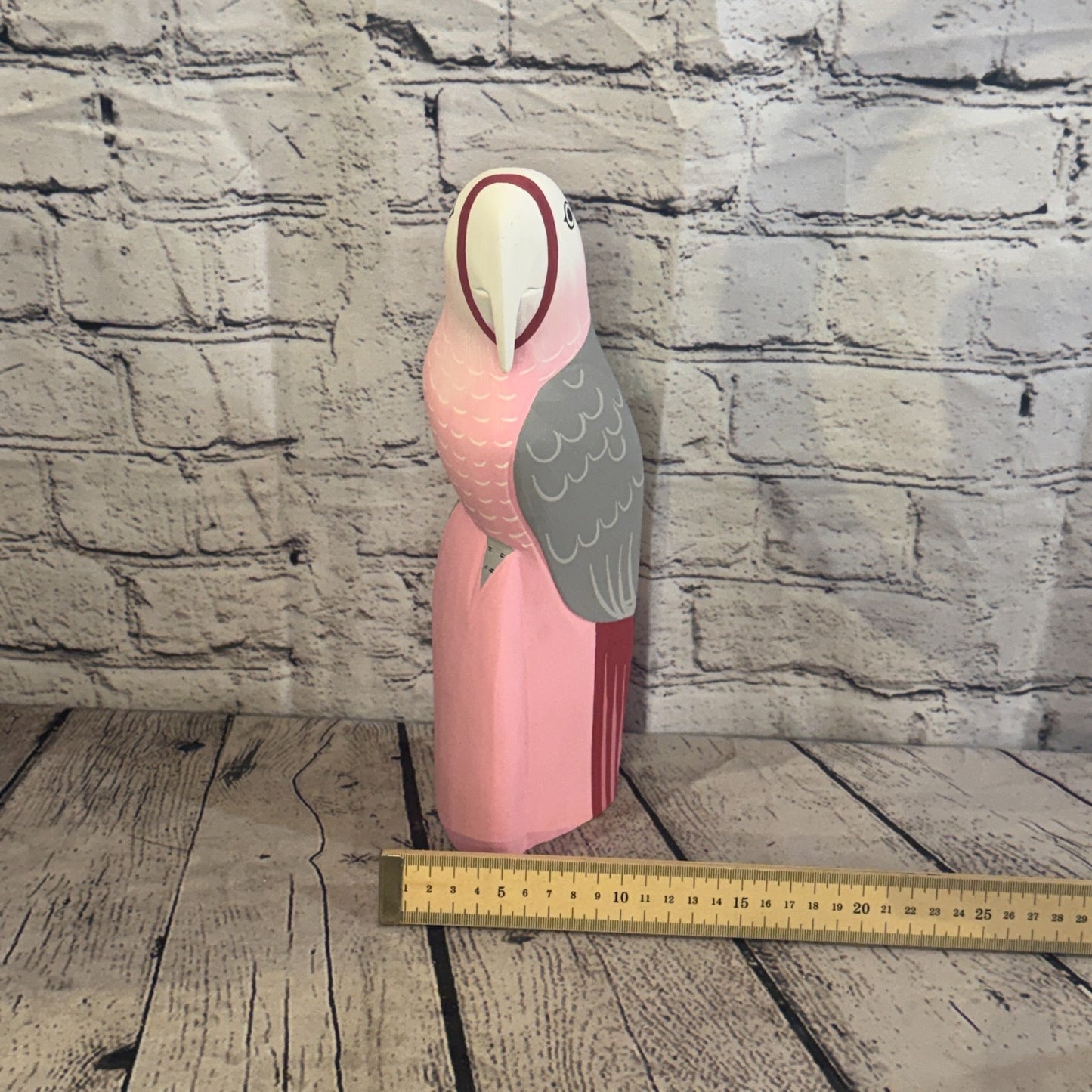 30cm Bright Pink Parrot Bird Ornament Statue Fair Trade Hand Made Carved Wood7