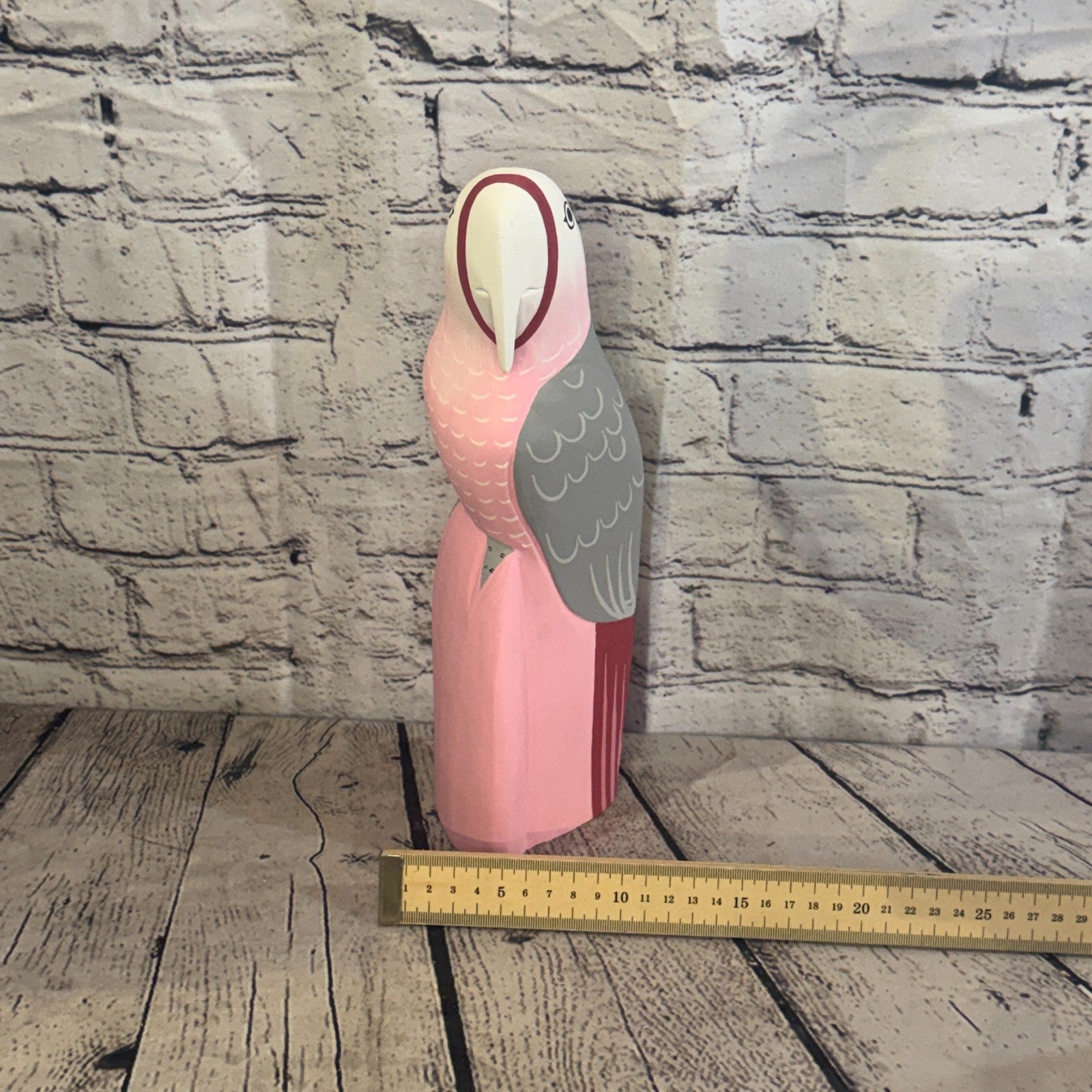 30cm Bright Pink Parrot Bird Ornament Statue Fair Trade Hand Made Carved Wood7