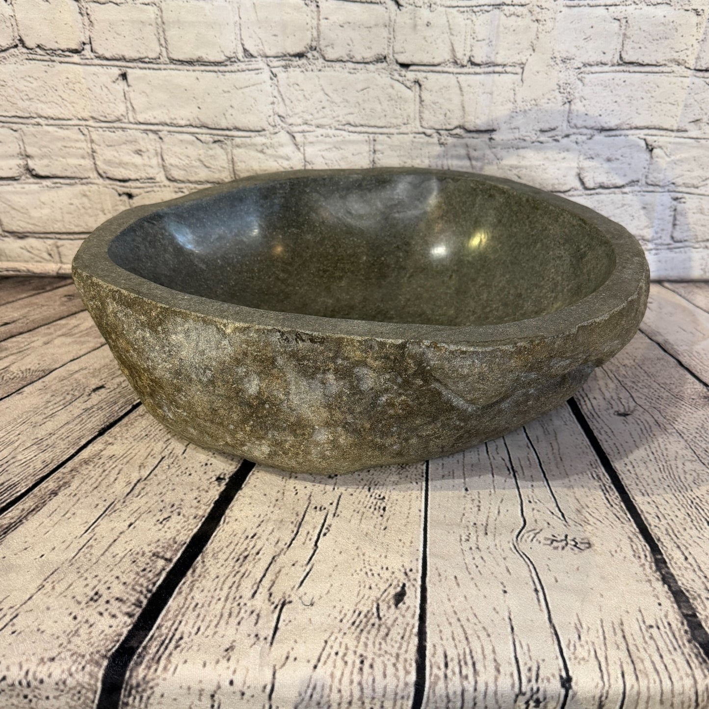 40cm x 32cm Wash Basin Bathroom Counter Top Washing River Stone Bowl Sink No 162