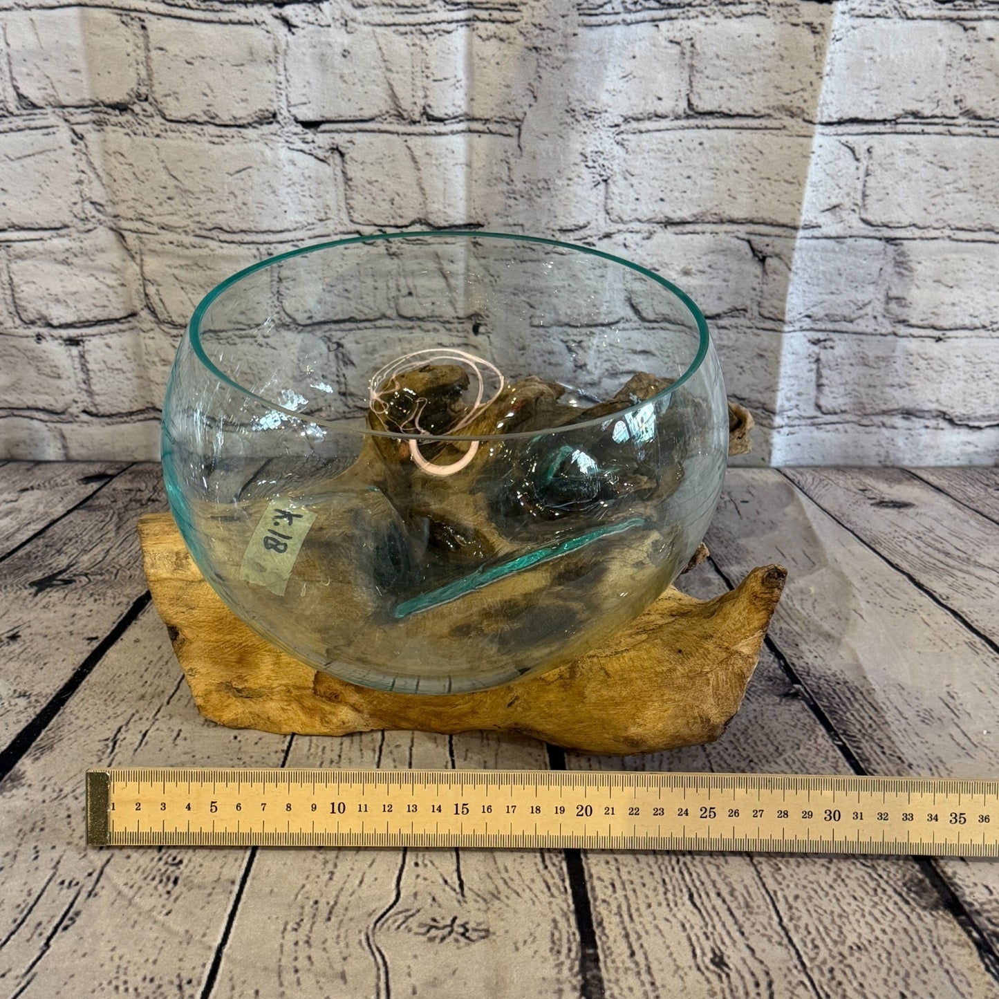 20cm Tall Fruit Bowl Colour Melted Glass Wood Decorative Vase Glass Sculpture5