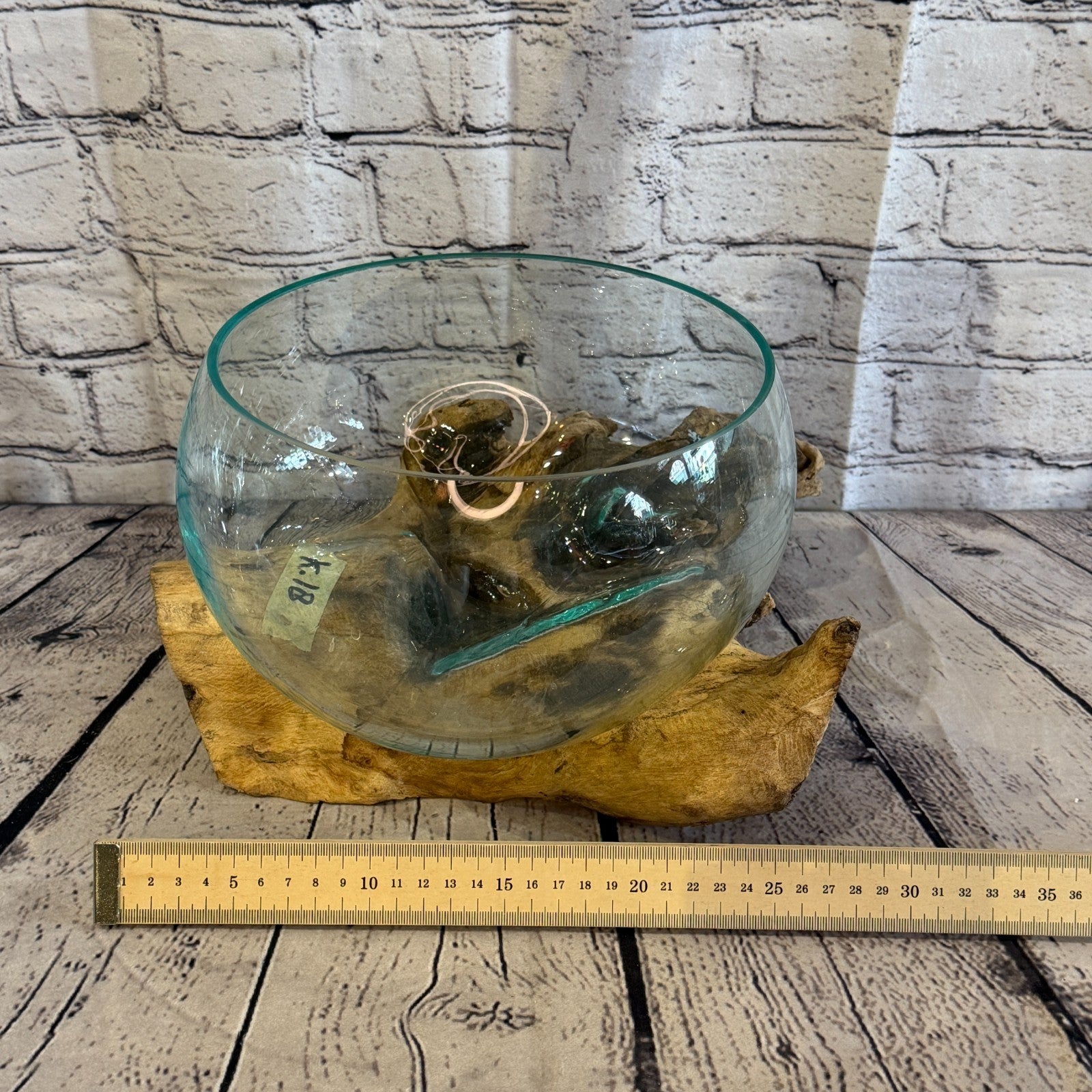 20cm Tall Fruit Bowl Colour Melted Glass Wood Decorative Vase Glass Sculpture5