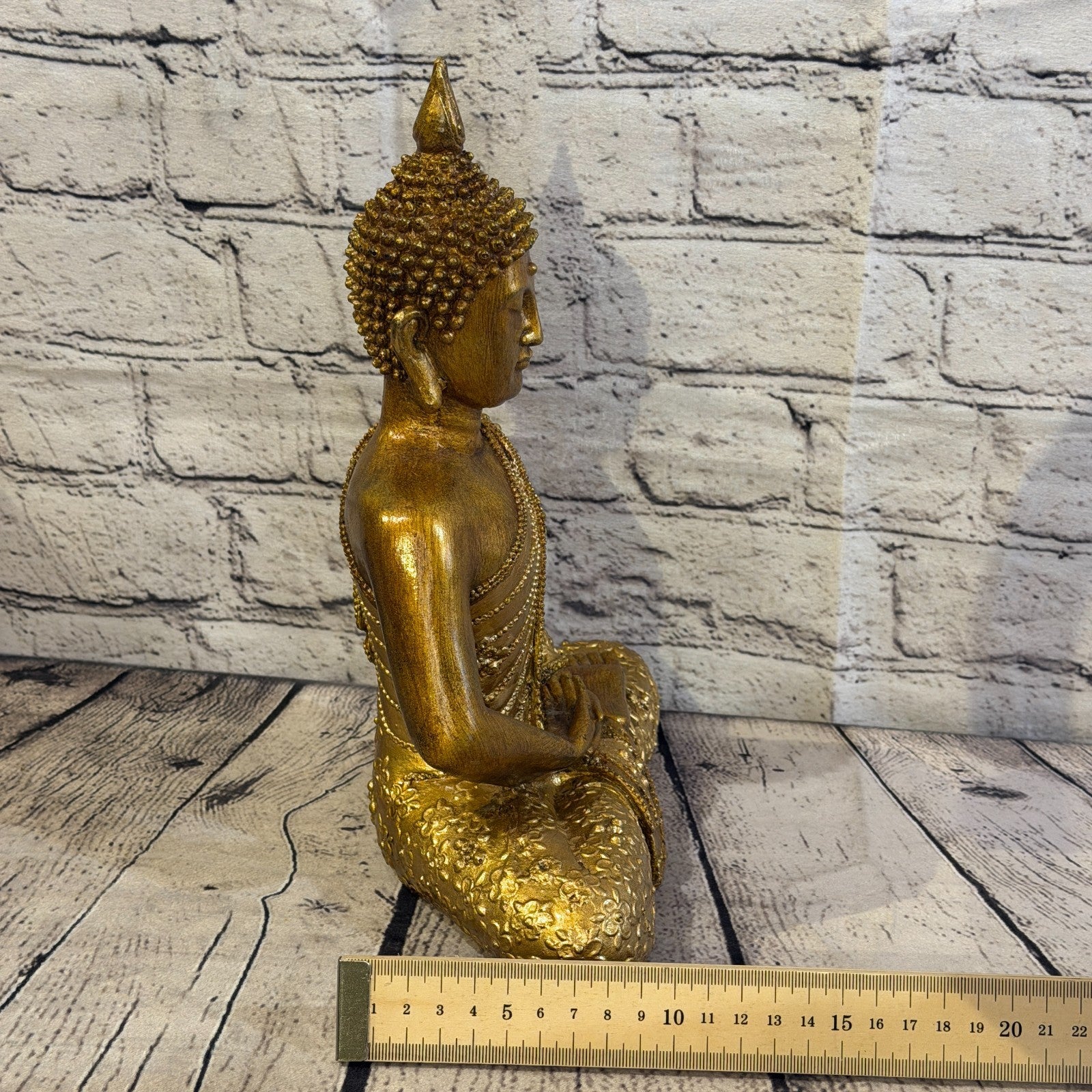 Bronze & Bronze 30cm x 20cm Large Thai Spike Buddha Sitting Statue Resin Hindu7