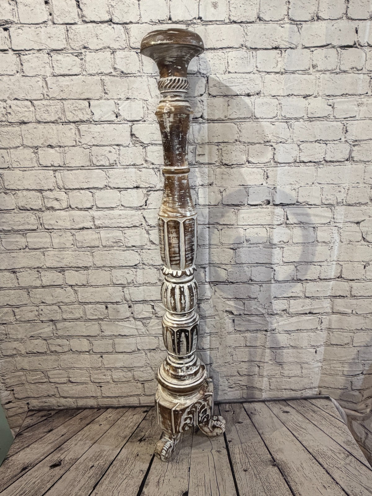 100cm x 18cm Brown Regal Wooden Vintage Style Candle Stand Shabby Pillar Holders2