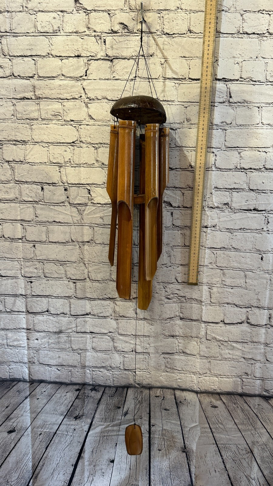 Coconut Bamboo Windchime Plain 50cm Garden Gift Summer Handmade Chimes3