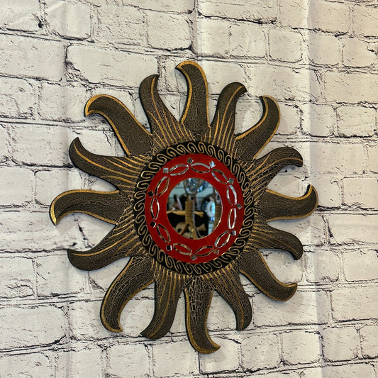 Gold Burst Sun Mosaic Tile Wall Mirror 40cm x 40cm 16 Inches Handmade Fairtrade0