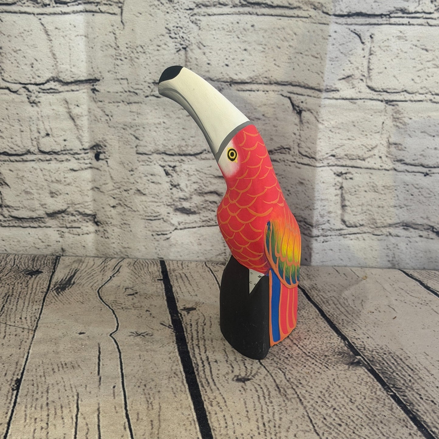 15cm Bright Red Toucan Bird Ornament Statue Fair Trade Hand Made Carved Wood3