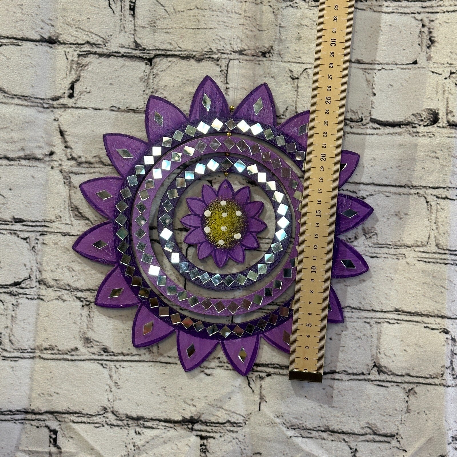 25cm Purple Sunflower Hanging With Mirrors Window Suncatcher Indoor Mobile3