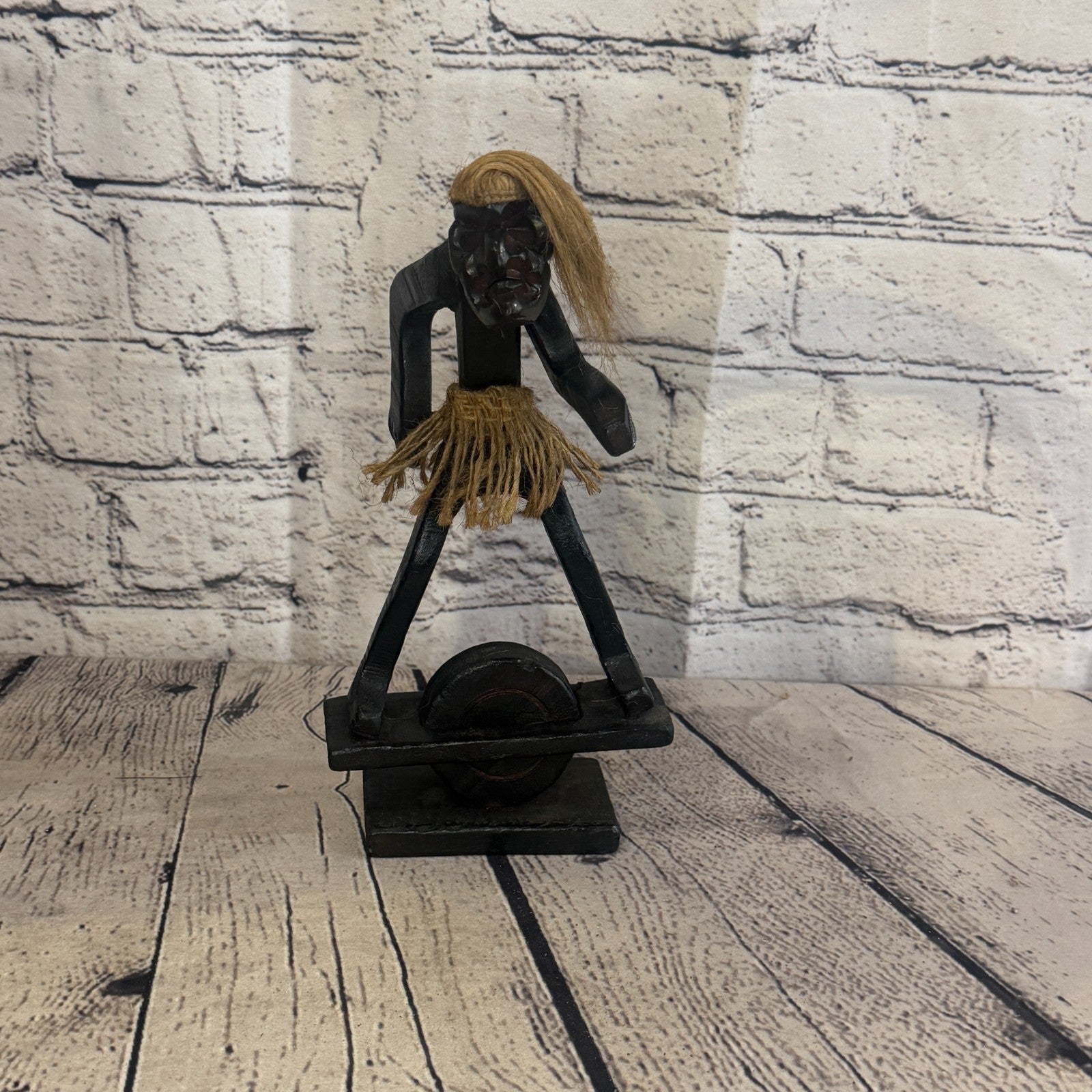 20cm Balance Board African Tribal Warrior Man Figure Statue Wood Hand Carved1