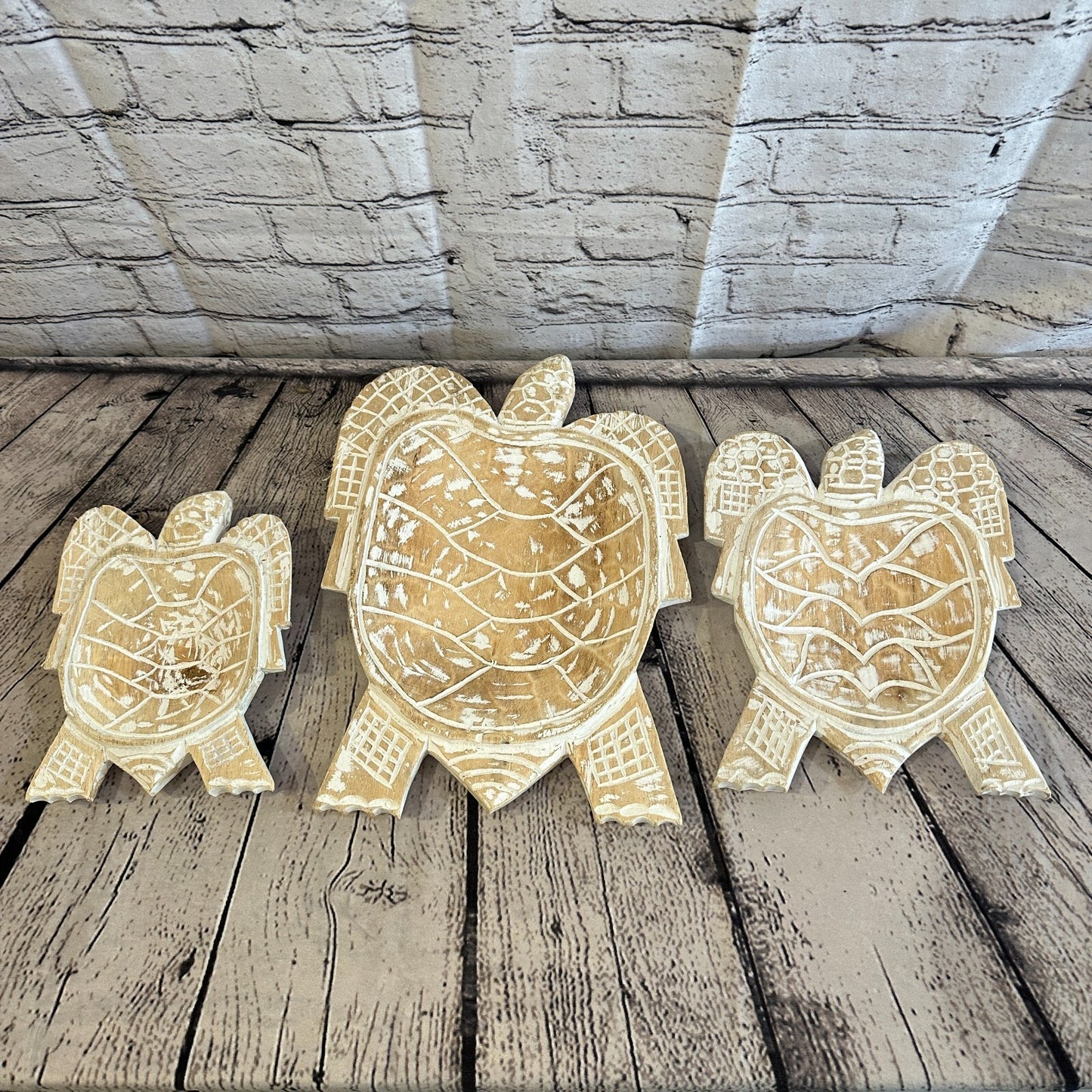 20cm Cream Sea Turtle Bowl Trinket Dish Decoration Designer Mask Wooden Handmade7