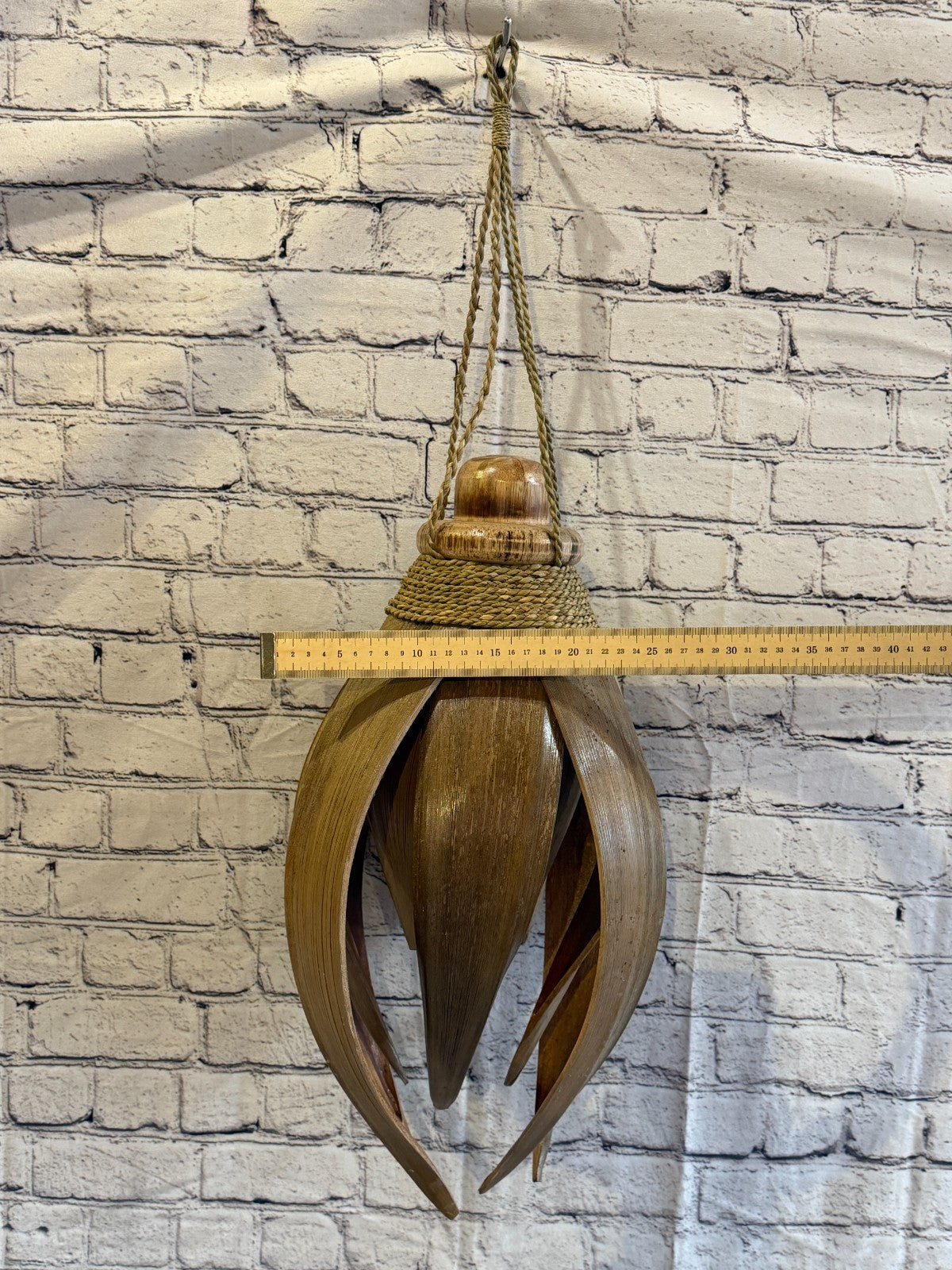 50cm x 25cm Natural Leaf Rattan Ceiling Pendant Light Shade Lampshade LED Bulb3