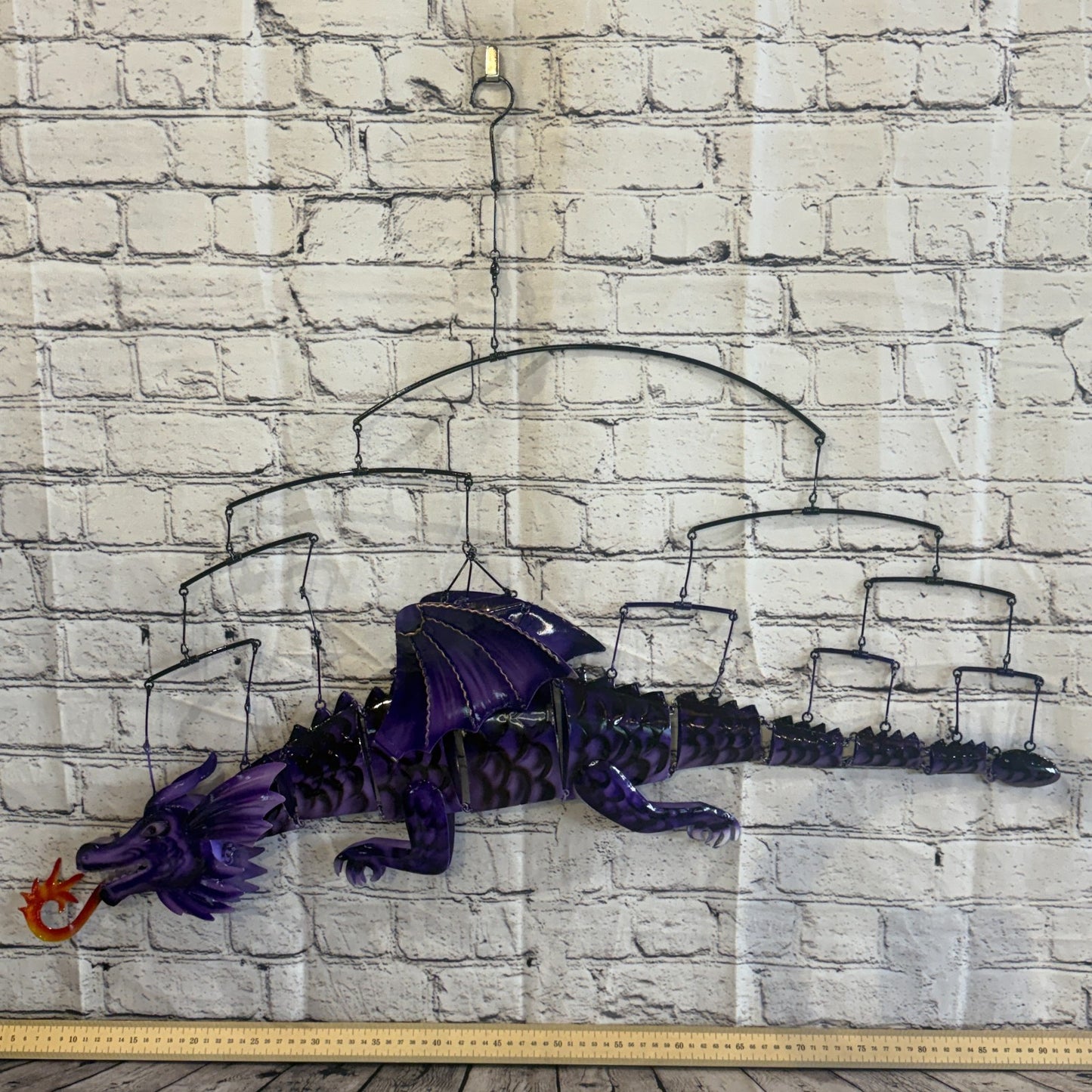 100cm x 50cm Purple Metal Dragon Wall Art Dragon Sculpture Metal Wall Hanging3