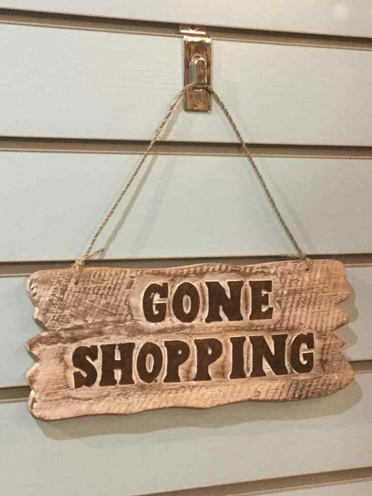 Gone Shopping Word Sign Plaque Outdoor Garden Shed Den Bar Shop 30cm x12cm0
