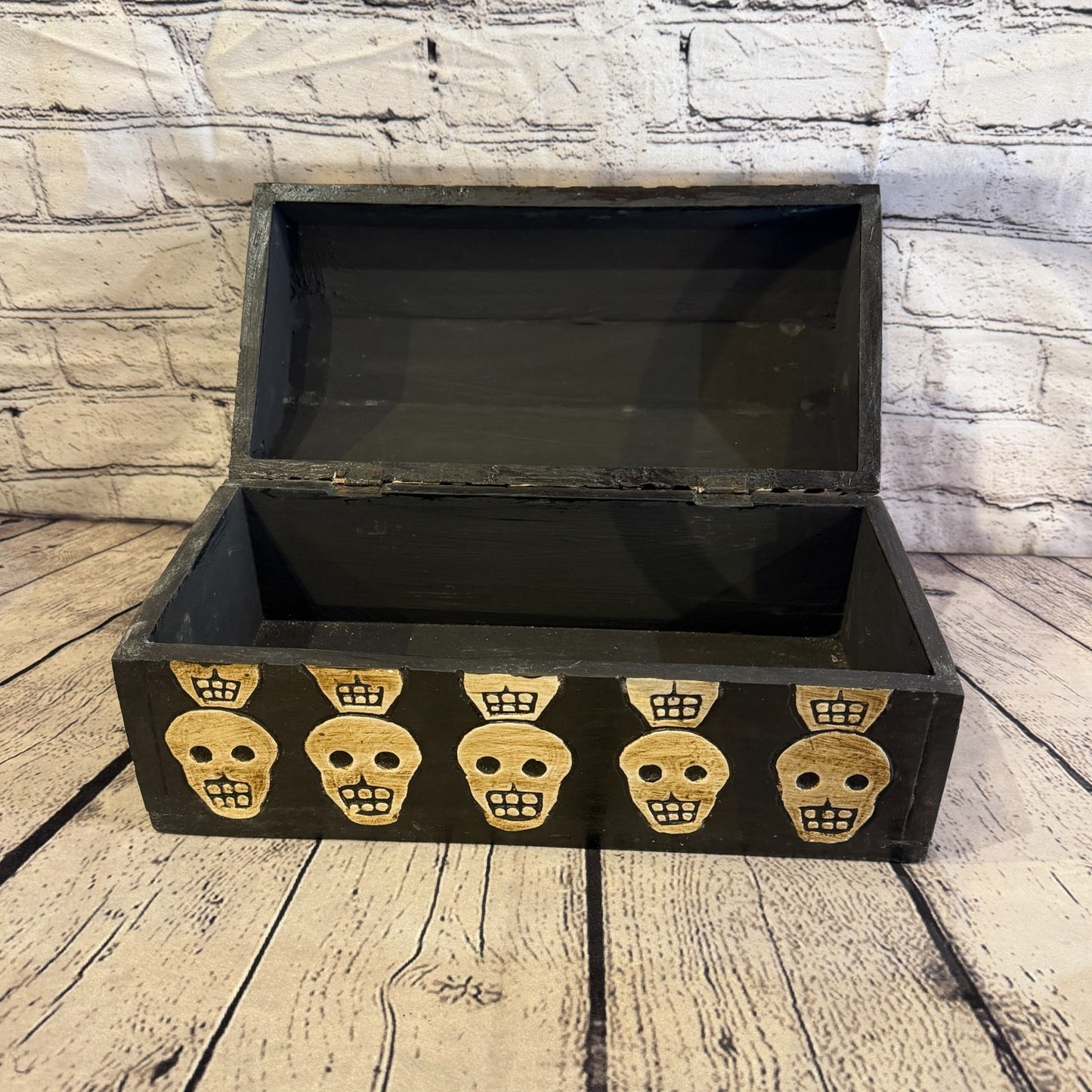 32cm x 18cm x 16cm Wood Gothic Pentagram Skull Coffin Jewellery Trinket Box5
