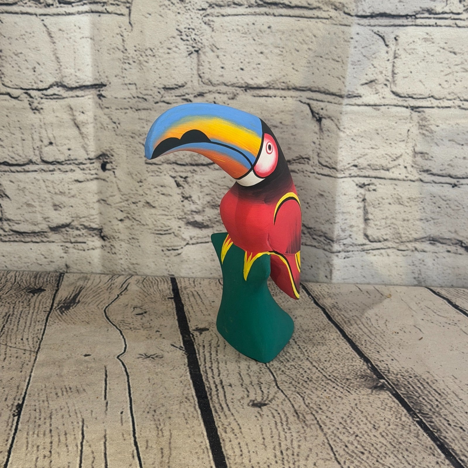 15cm Dark Red Toucan Bird Ornament Statue Fair Trade Hand Made Carved Wood0
