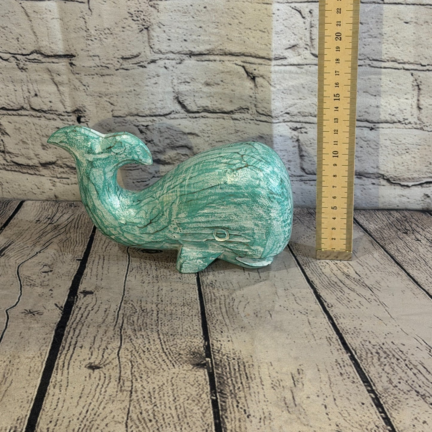 20cm x 12cm Whale Green Fish Wood Coastal Ocean Bathroom Decoration5