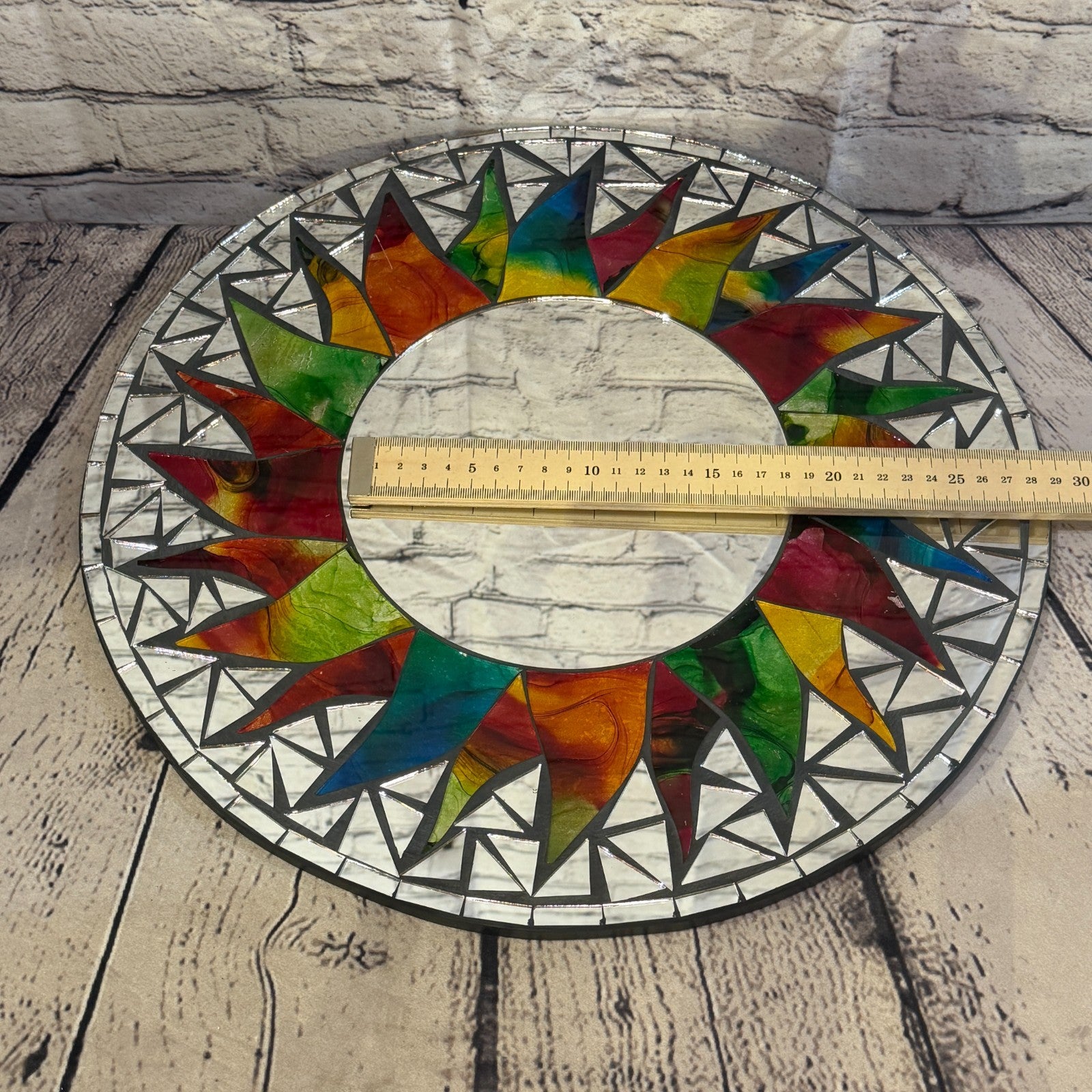 Rainbow Black Sun Flame Mosaic Tile Wall Mirror 40cm x 40cm 16 Inches Handmade5