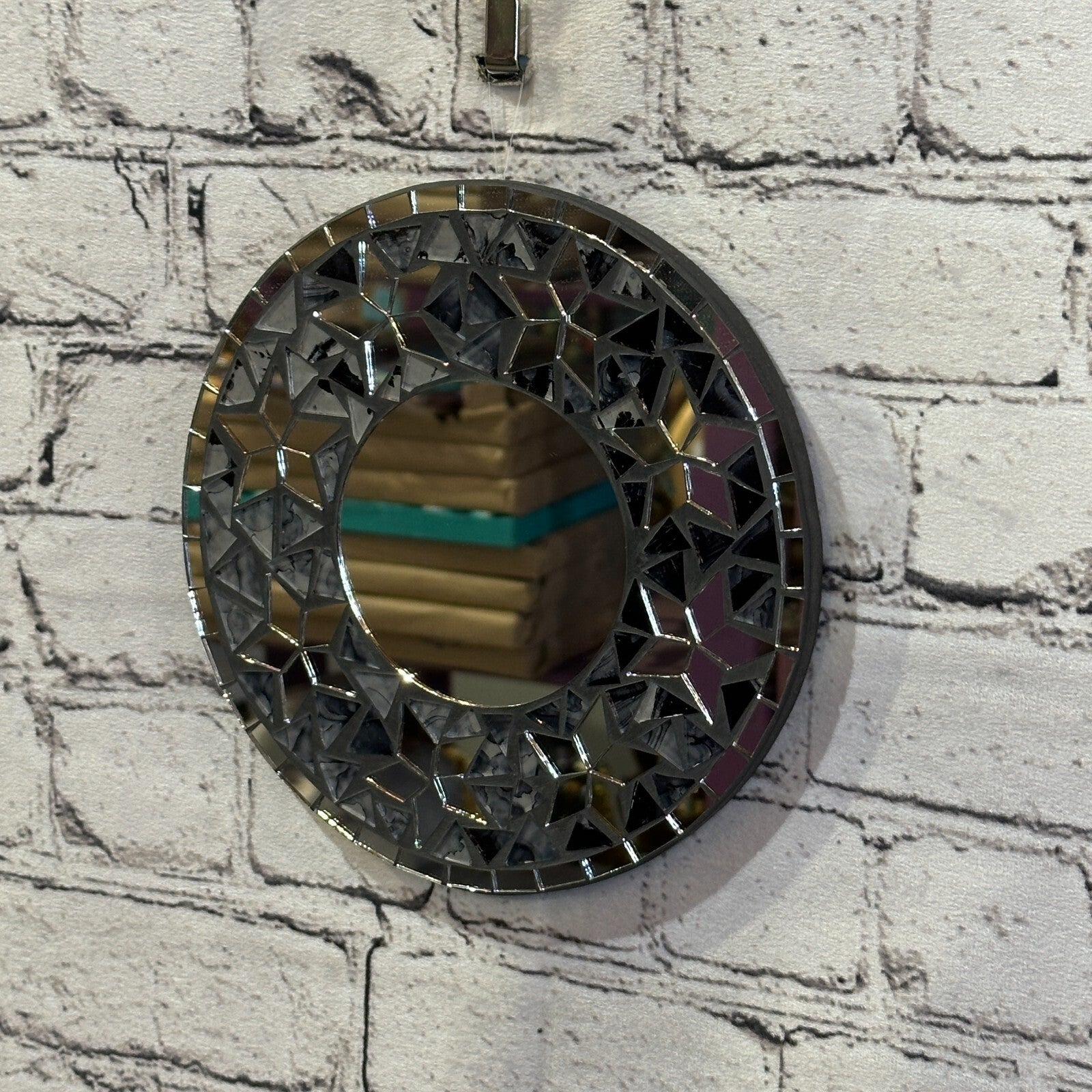 Black Star Mosaic Tile Wall Mirror 20cm x 20cm 8 Inches Handmade New2