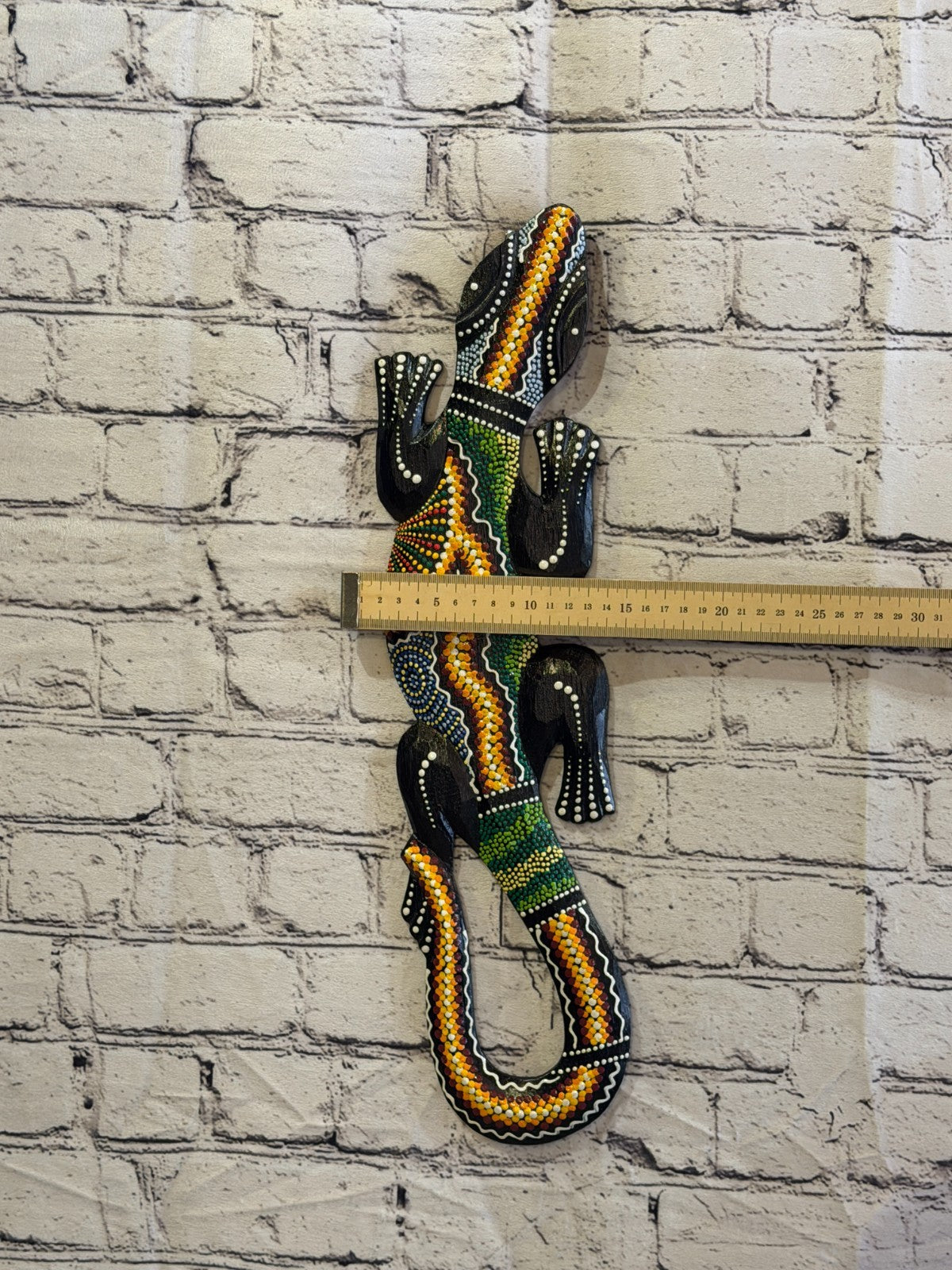 50cm Gecko Carved Wooden Dot Painted Ethnic Tribal Tiki Wall Art No 3 New3