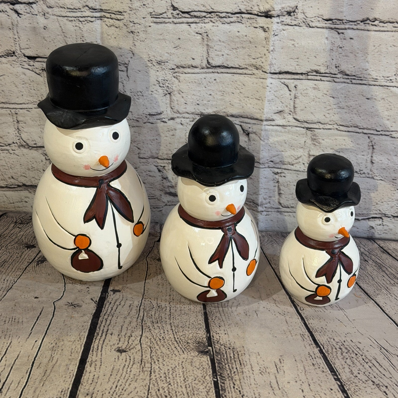 15cm x 10cm Black Top Hat Snowman Handcrafted Wood Xmas Christmas Ornament8