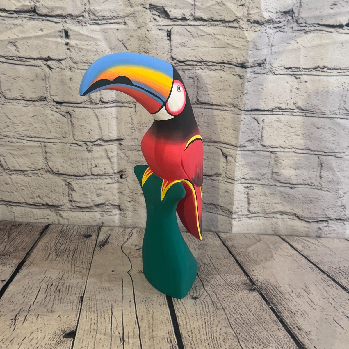 30cm Dark Red Toucan Bird Ornament Statue Fair Trade Hand Made Carved Wood2