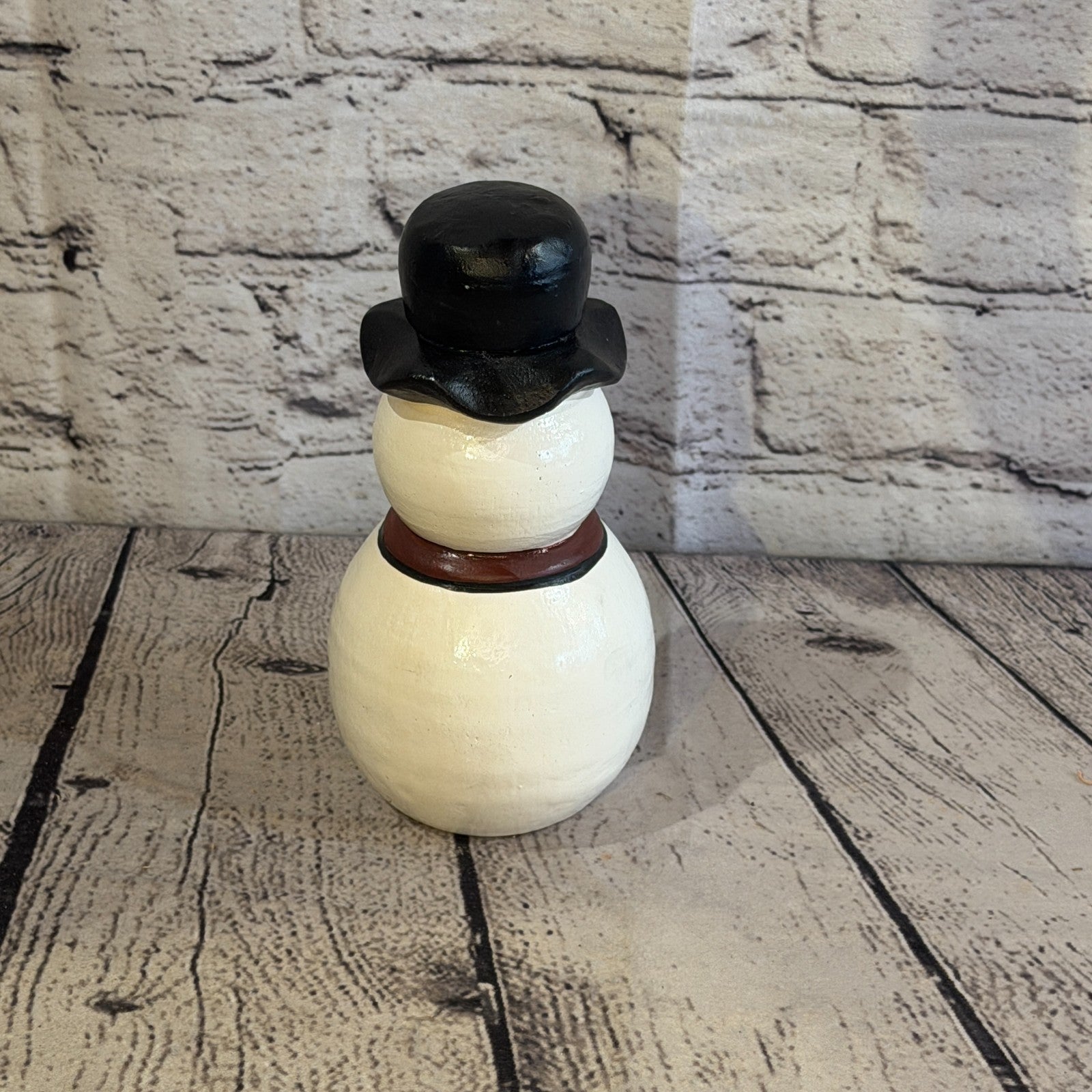 15cm x 10cm Black Top Hat Snowman Handcrafted Wood Xmas Christmas Ornament4