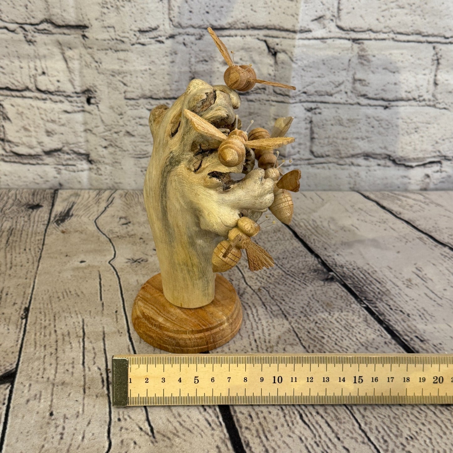 5 Bees Honeycomb Mushroom Bee Parasite Wood Ornament Natural Carving Wooden8