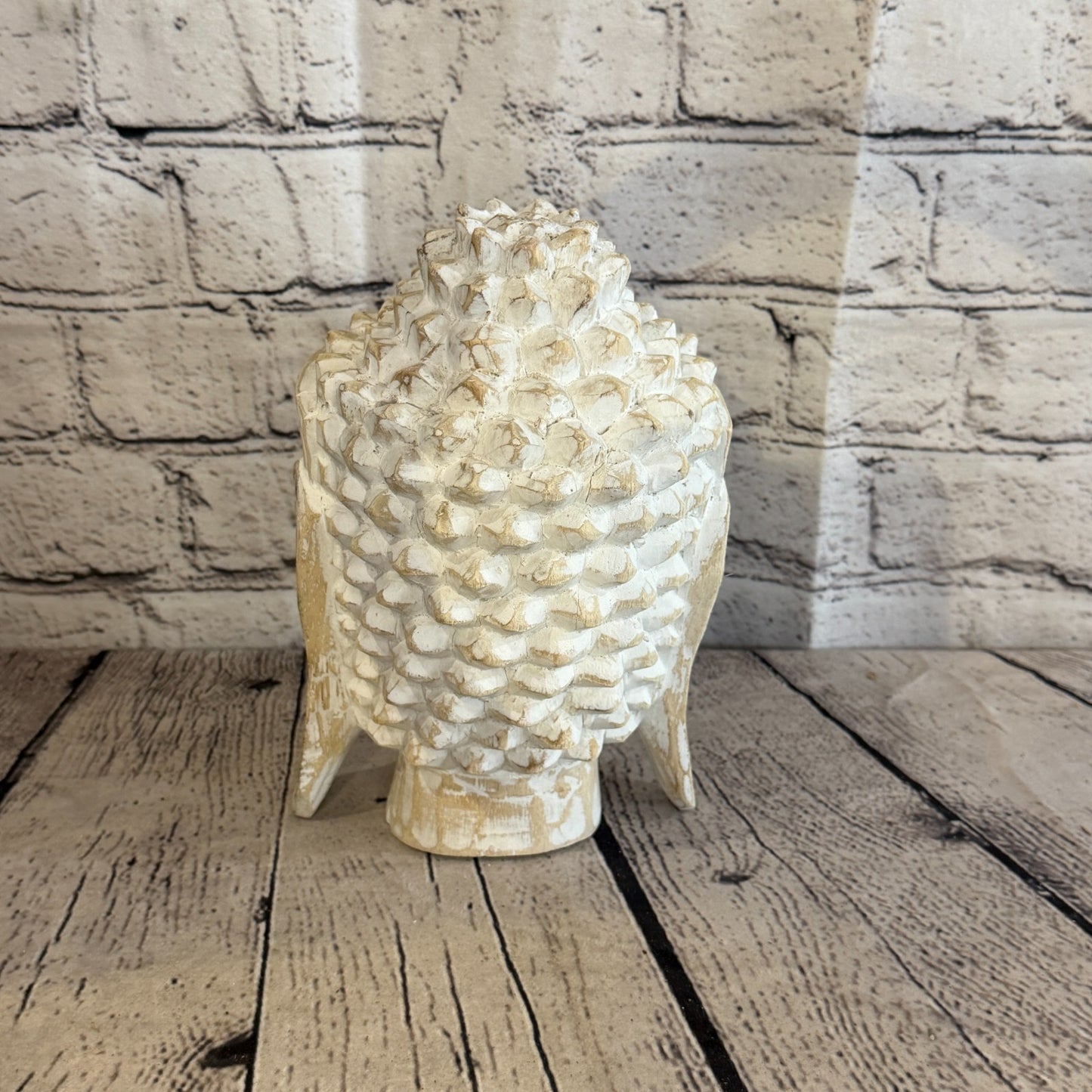 20cm White Head Buddha Ornament Sculpture Statue Buddhas Hand Carved Wood4