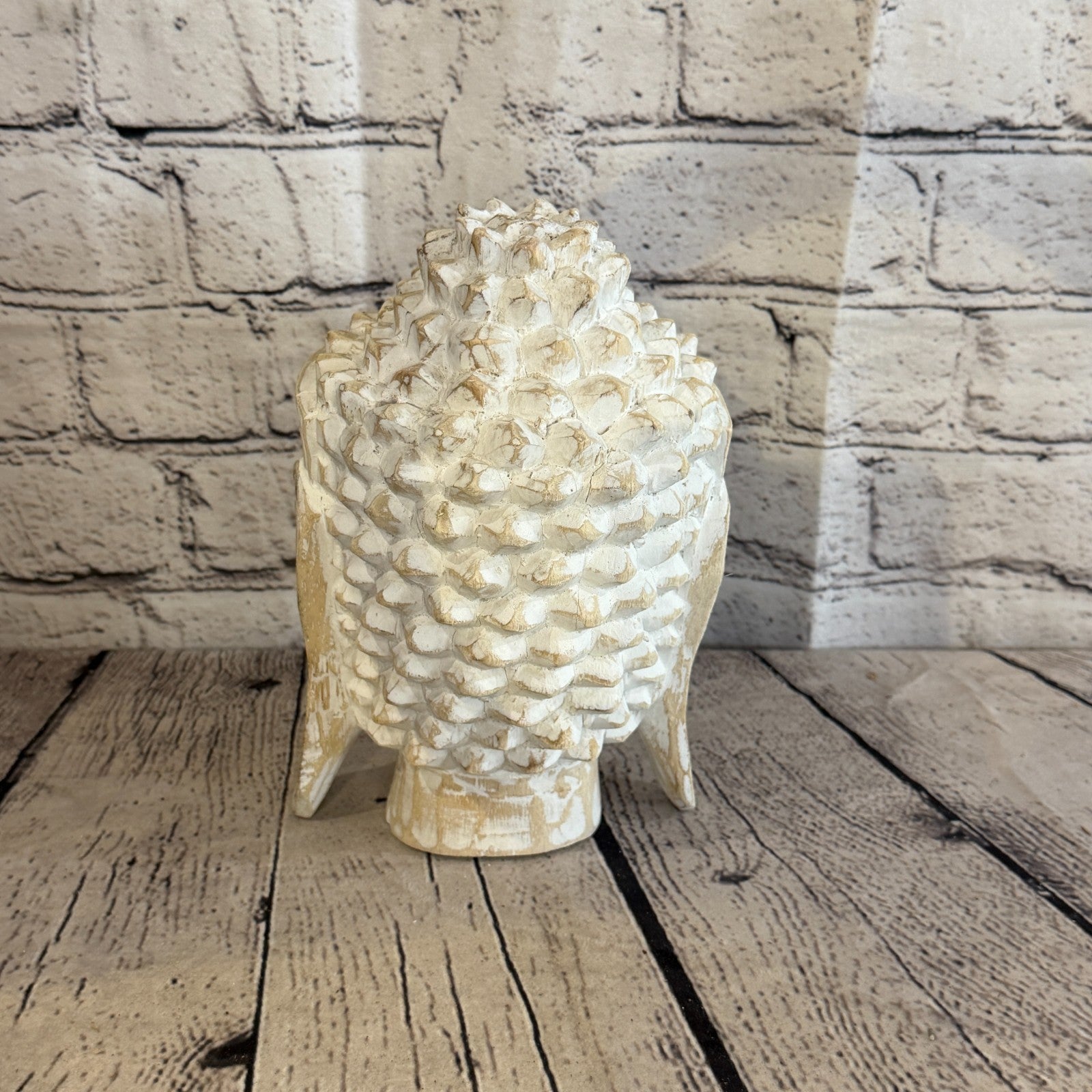 20cm White Head Buddha Ornament Sculpture Statue Buddhas Hand Carved Wood4