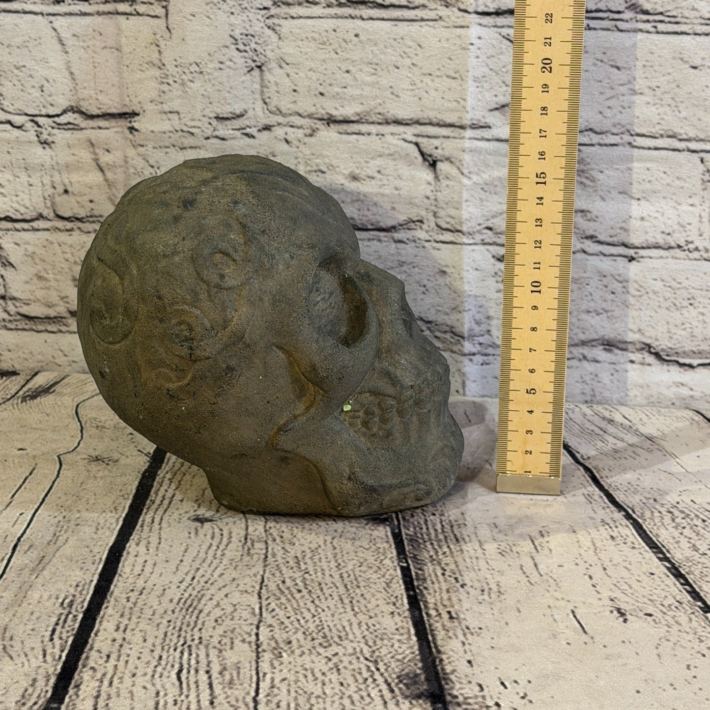 Celtic Knot Skull Stone Garden 20cm x 15cm Ornament Indoor Statue Hindu5