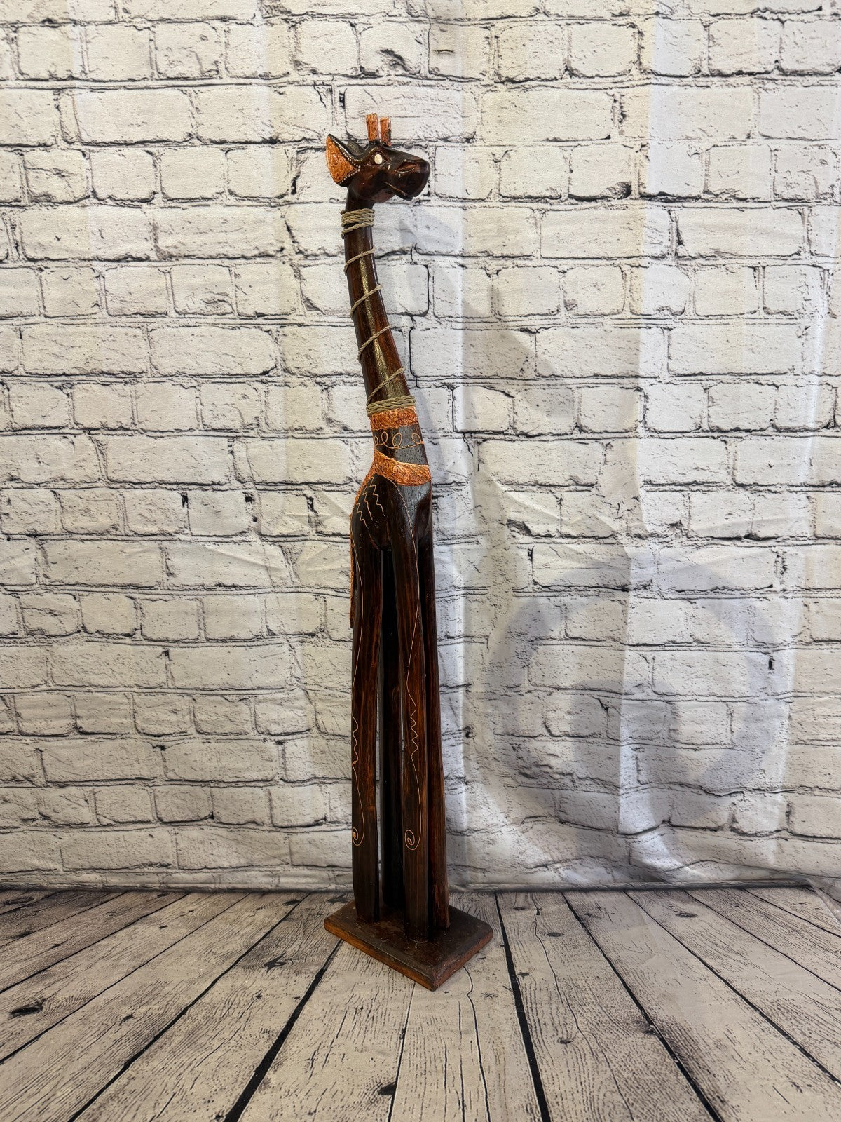 80cm Brown Wooden Giraffe Standing Single Carved Solid Wood Giraffe Handmade2
