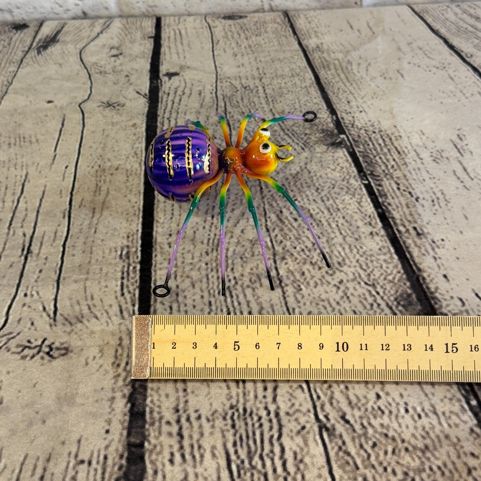 15cm x 10cm Small Colourful Purple Spider Metal Tin Standing Ornament Statue7