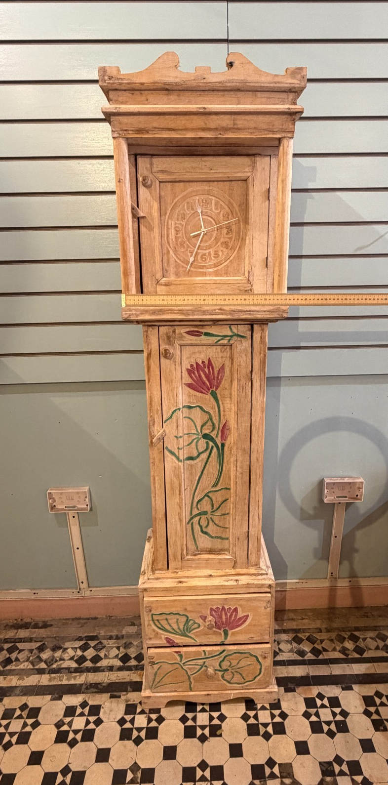 150cm x 40cm x 30cm Flower Clock Shelf Wooden Cabinet Living Storage Furniture7