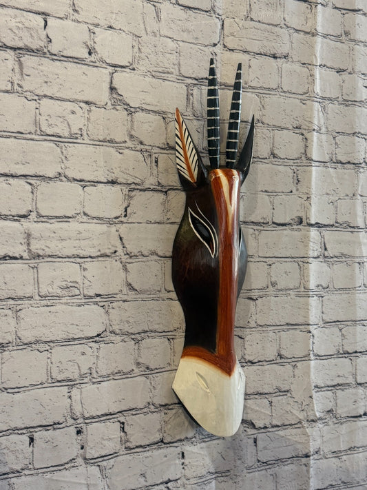 50cm Antelope Hand Carved Fair Trade Wooden Animal Wall Art Wall Hang Mask0