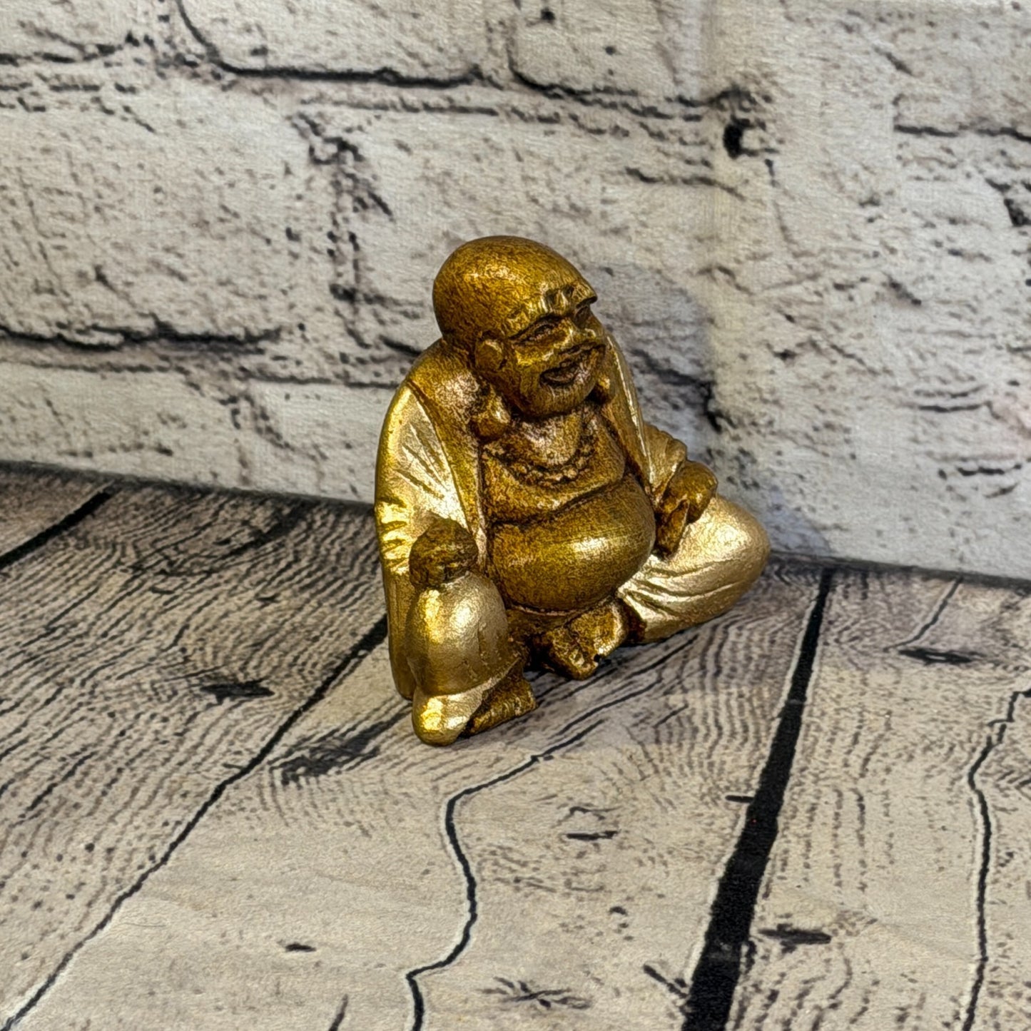 Bronze & Bronze 10cm x 10cm Small Chinese Buddha Sitting On Lotus Statue Resin2