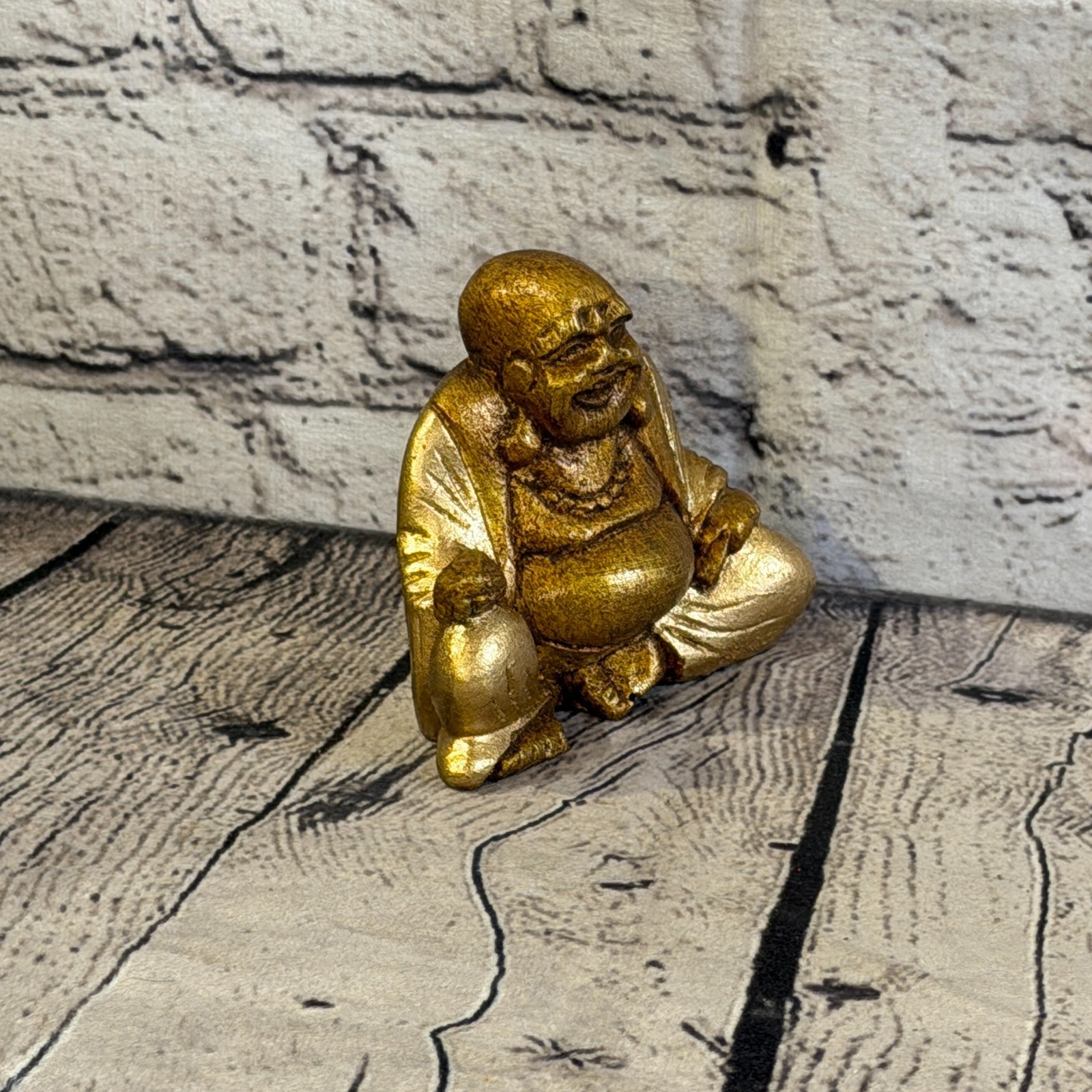 Bronze & Bronze 10cm x 10cm Small Chinese Buddha Sitting On Lotus Statue Resin2