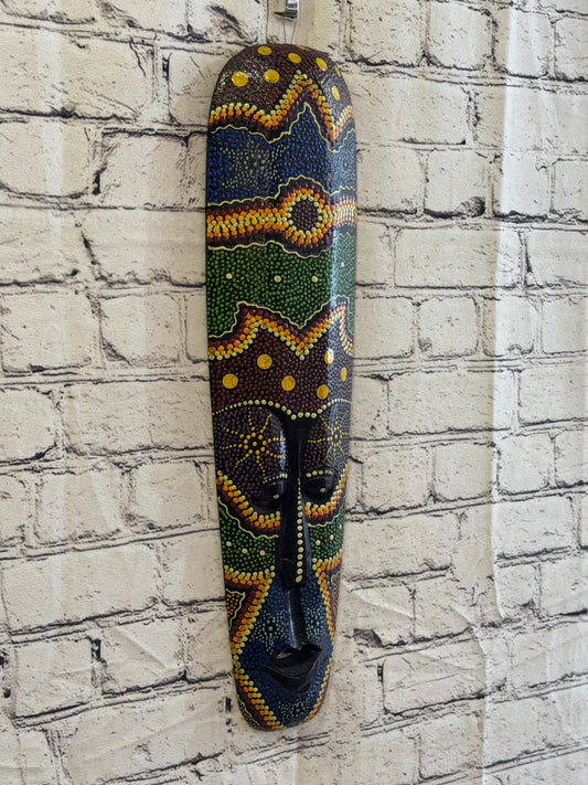 50cm Mask Carved Wooden Dot Painted Ethnic Tribal Tiki Wall Art No 3 New0