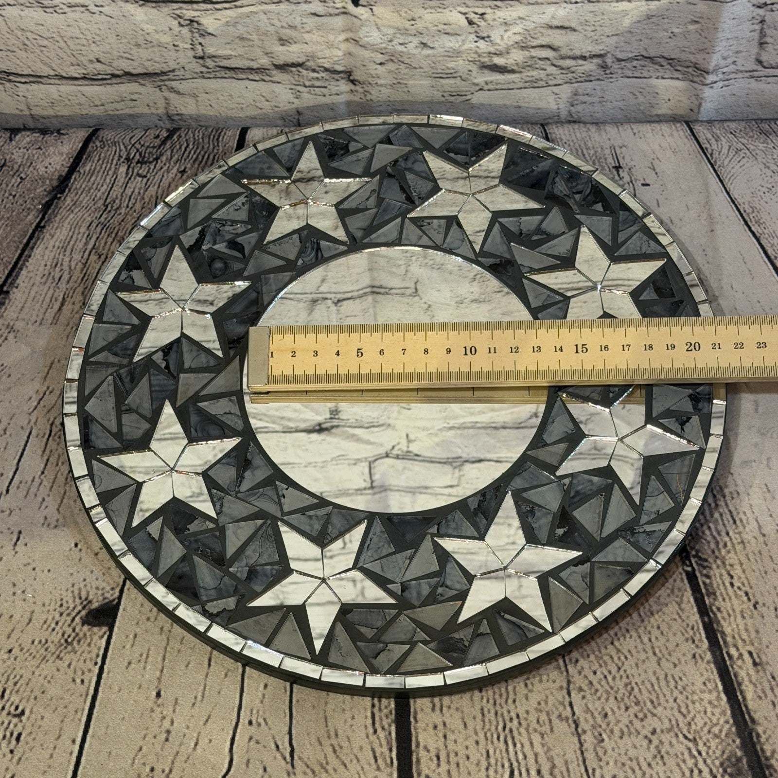Grey Black Star Black Mosaic Tile Wall Mirror 30cm x 30cm 12 Inches Handmade5